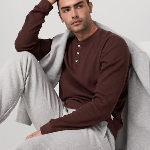 Waffle Henley | Burgundy