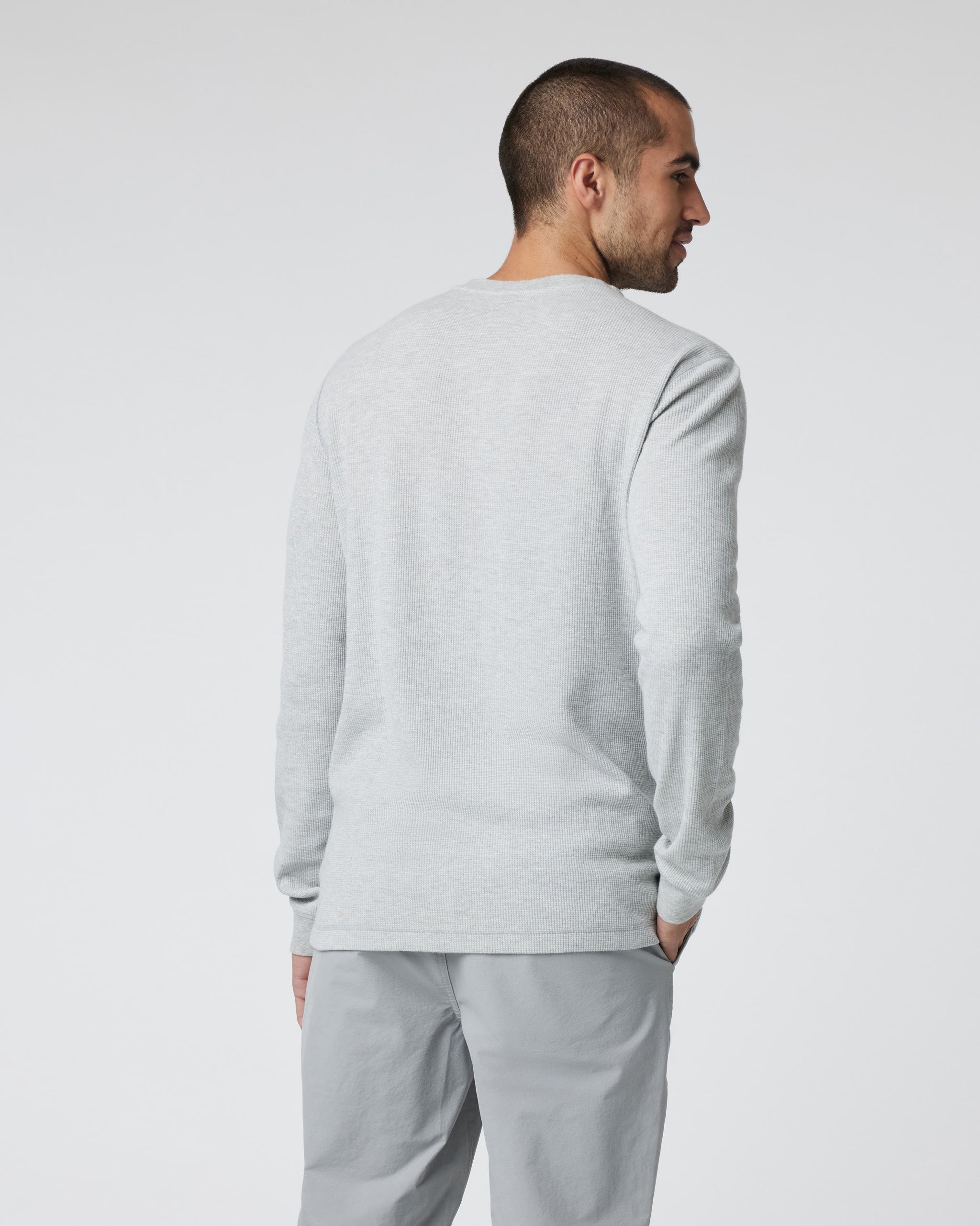 Waffle Henley | Light Heather Grey - Image 2