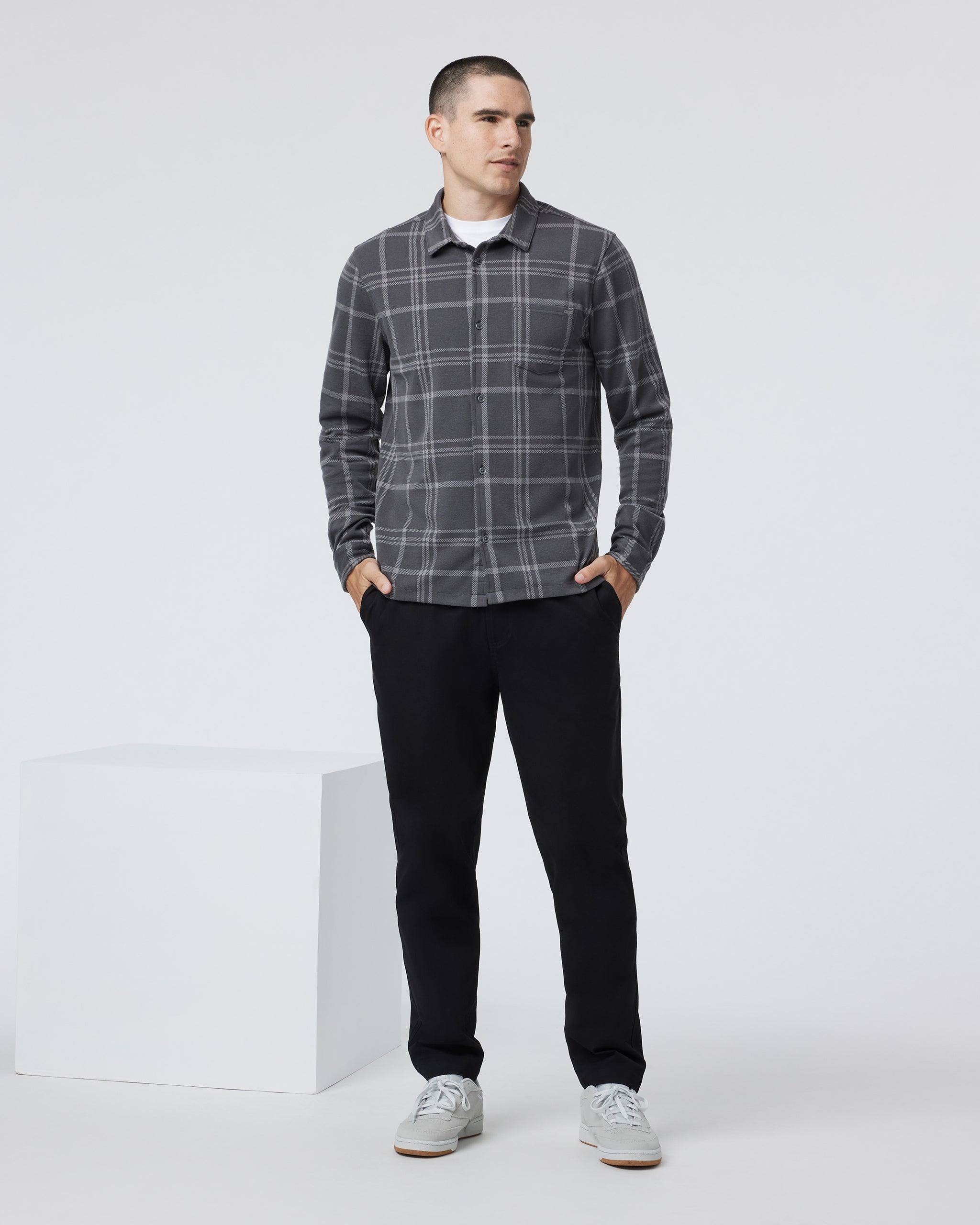 Seaview Plaid Button Down Shirt | Dark Pewter - Image 3
