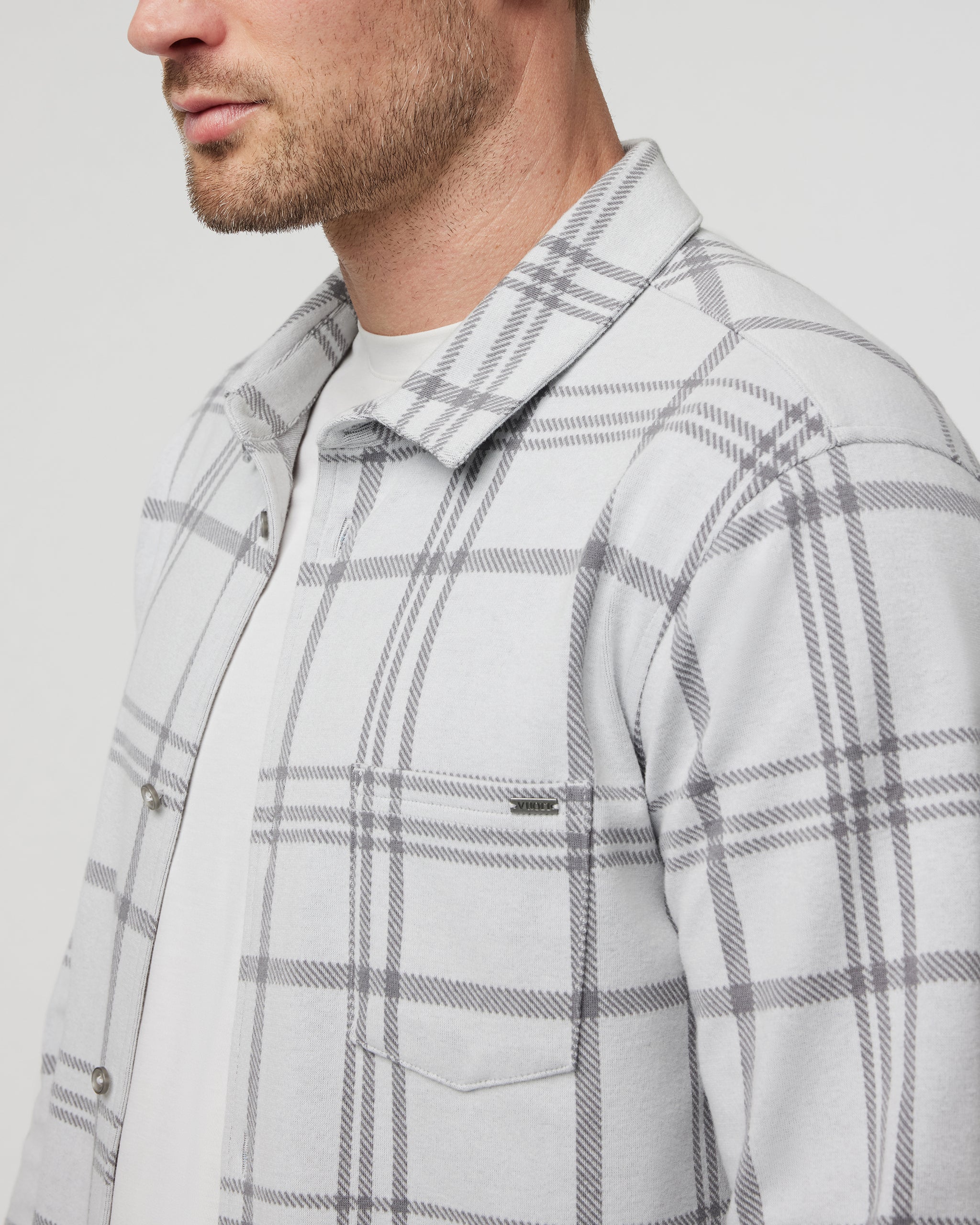 Seaview Plaid Button Down Shirt | Frost Grey - Image 2