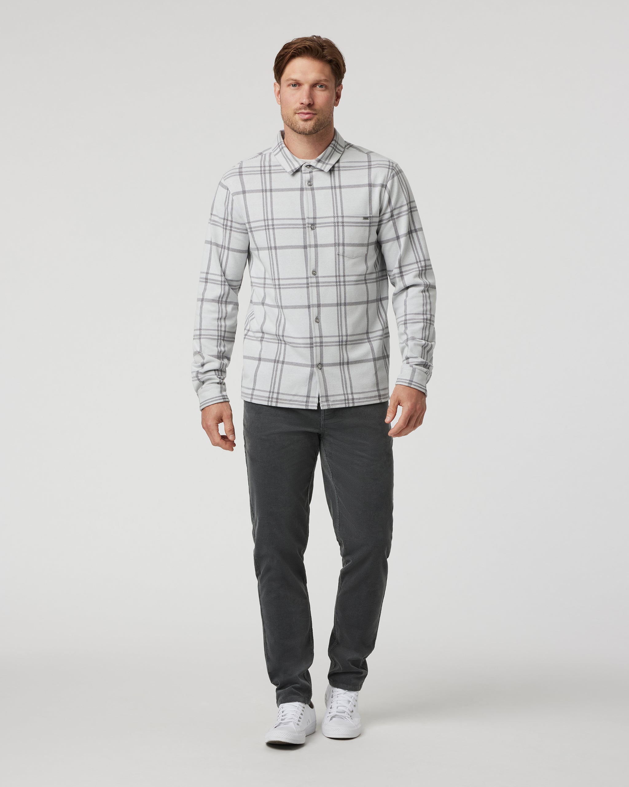 Seaview Plaid Button Down Shirt | Frost Grey - Image 5