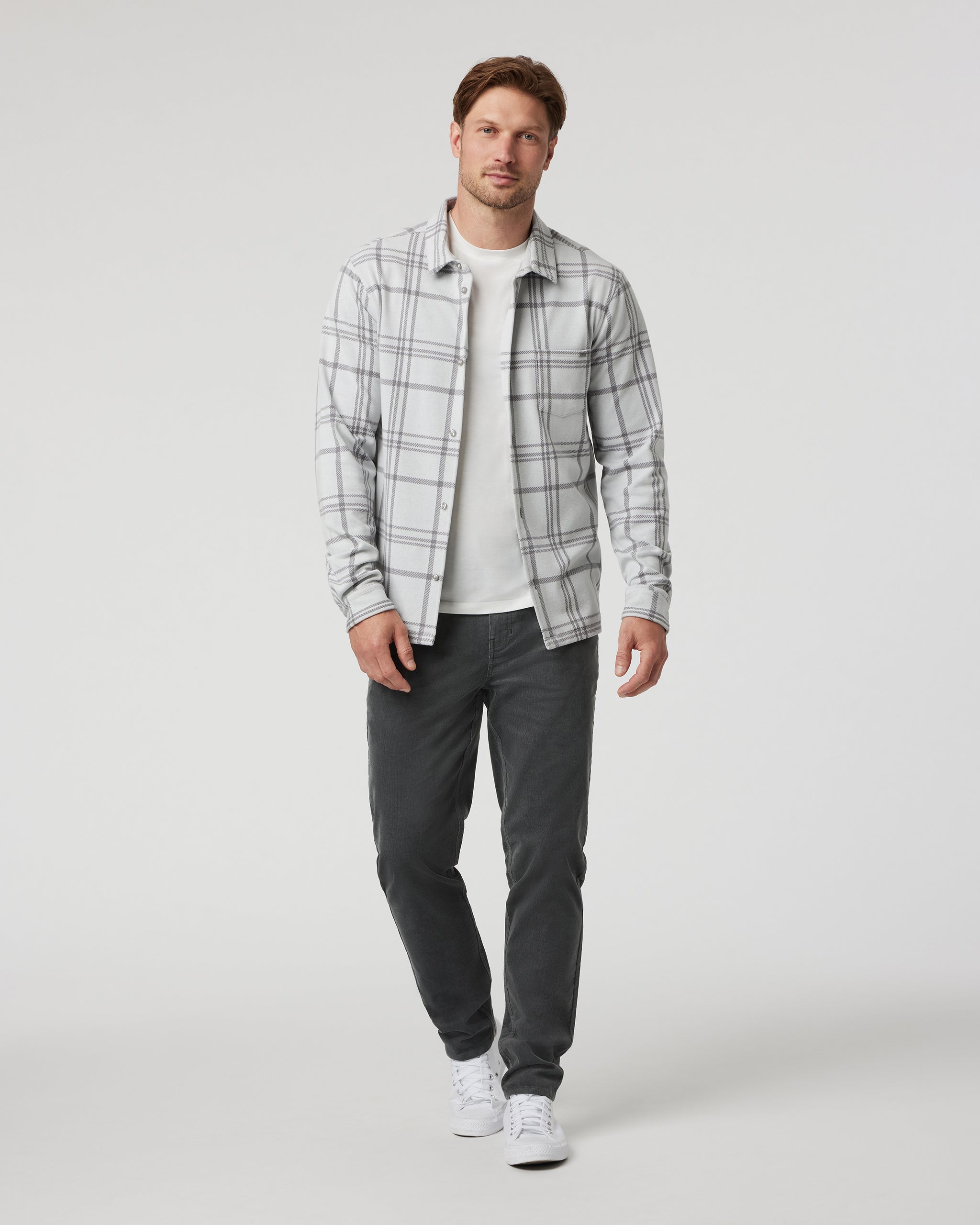 Seaview Plaid Button Down Shirt | Frost Grey - Image 4