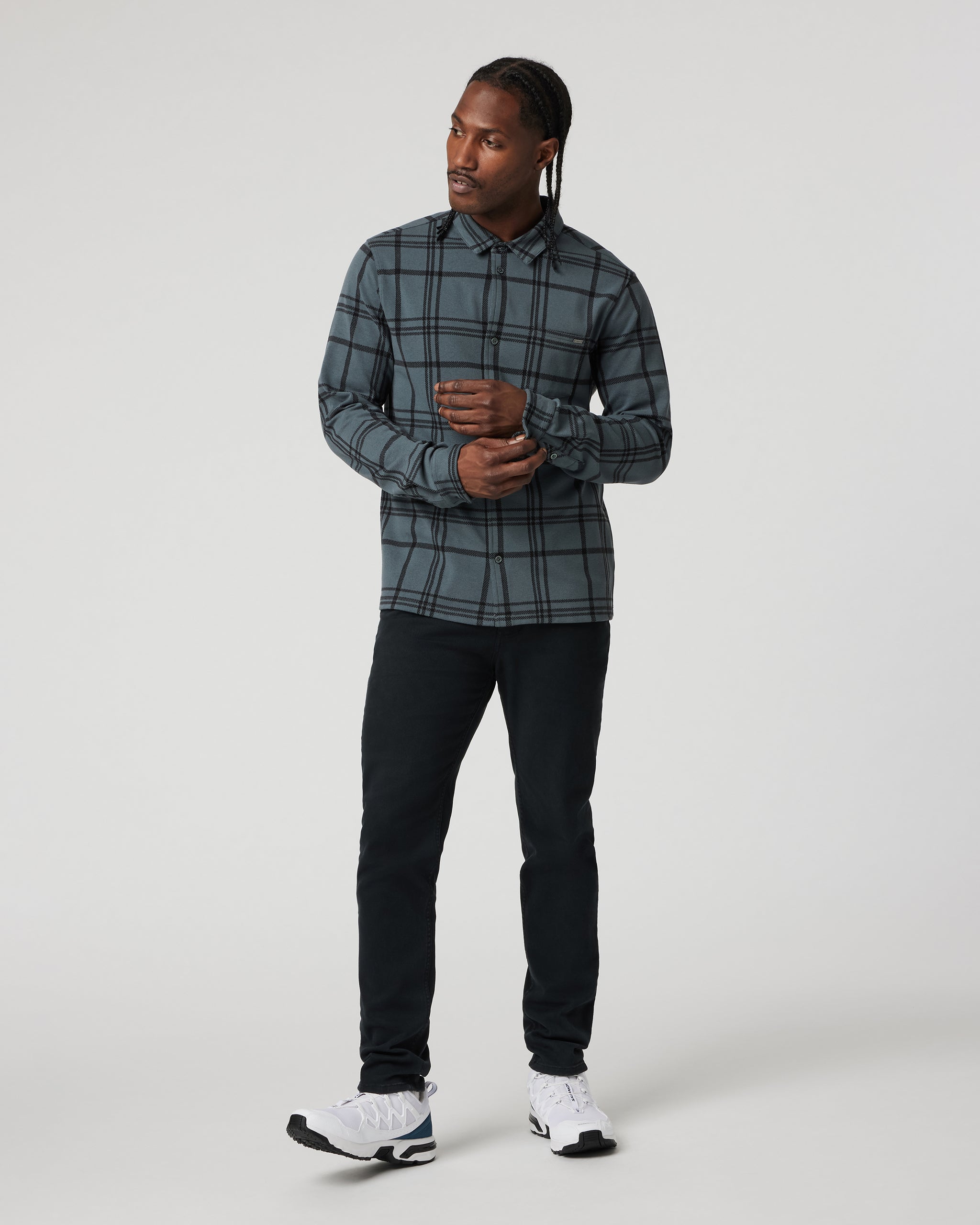 Seaview Plaid Button Down Shirt | Smoked Beryl - Image 5