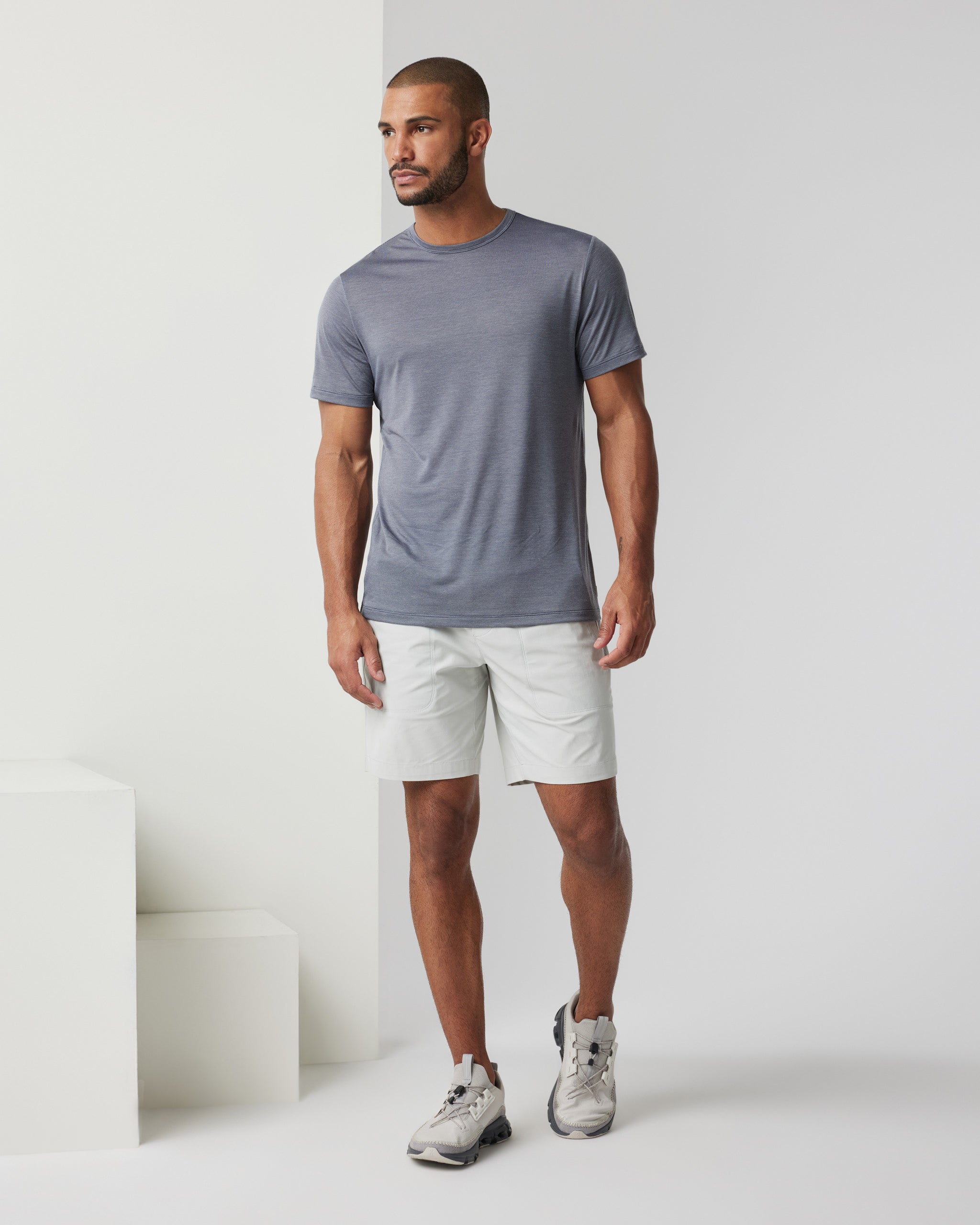 Short Sleeve Marina Stripe Tee | Dark Pewter - Image 4
