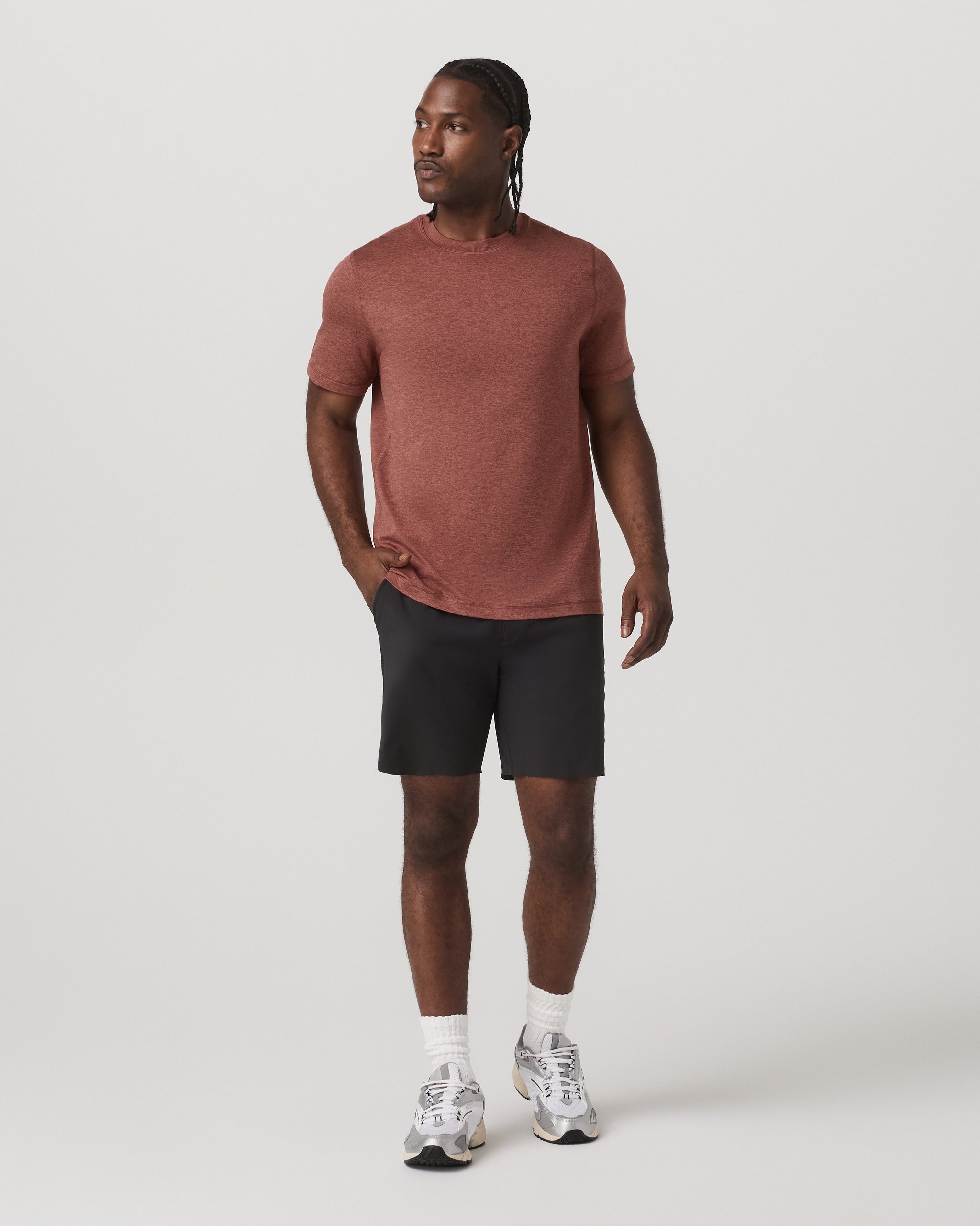Short Sleeve Ponto Performance Tee | Firebrick Heather - Image 4