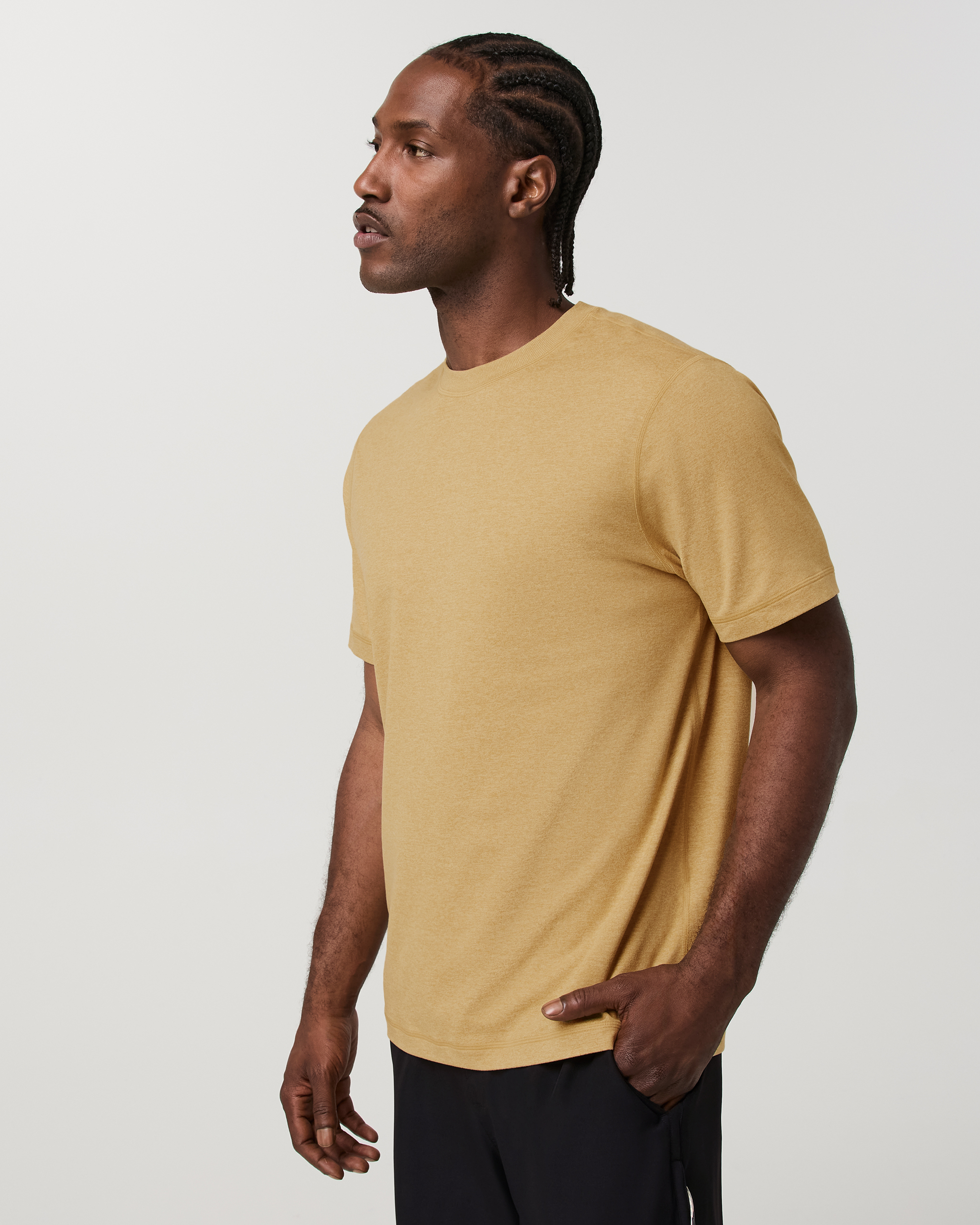 Short Sleeve Ponto Performance Tee | Golden Brown Heather