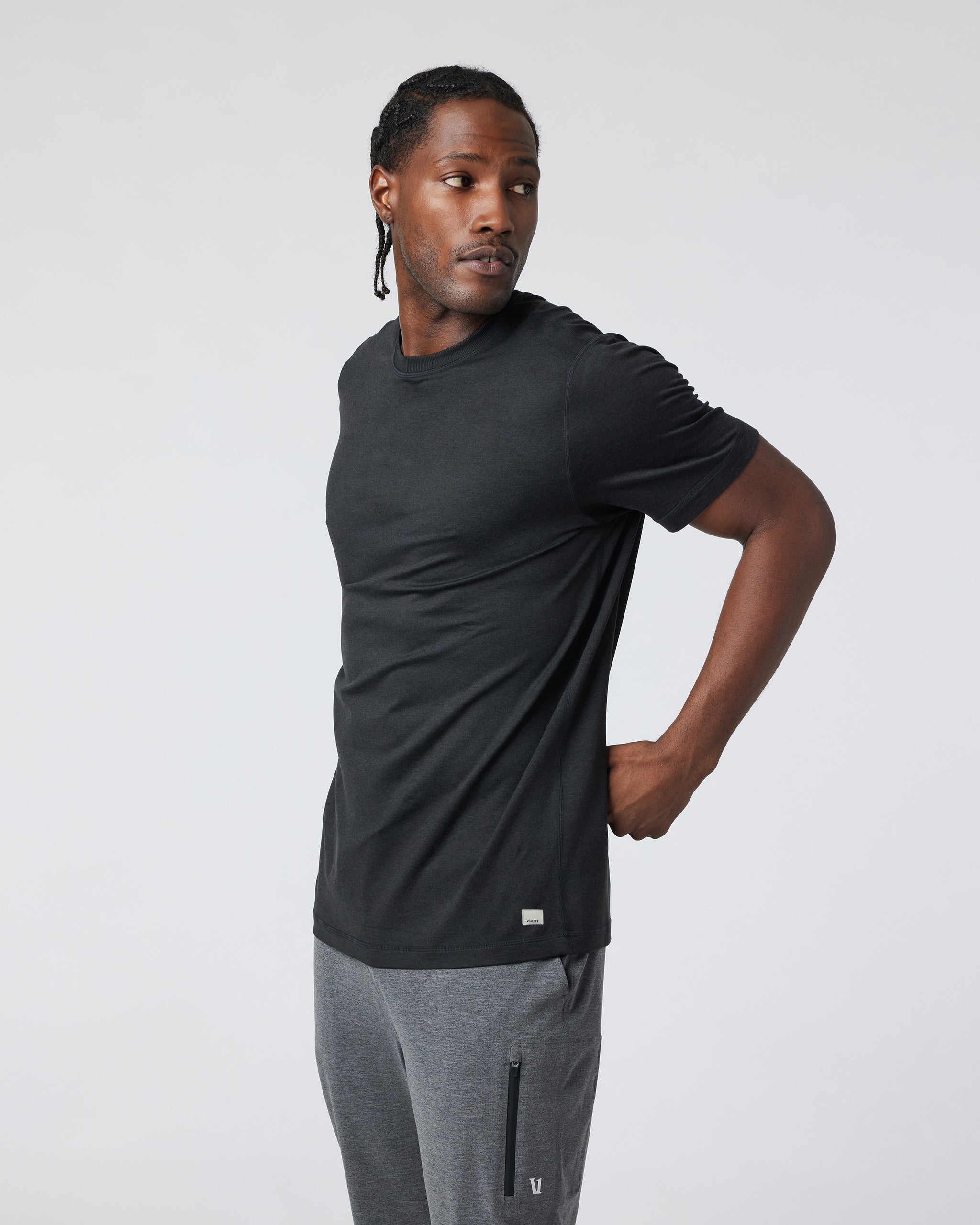 Short Sleeve Ponto Performance Tee | Black Heather - Image 2