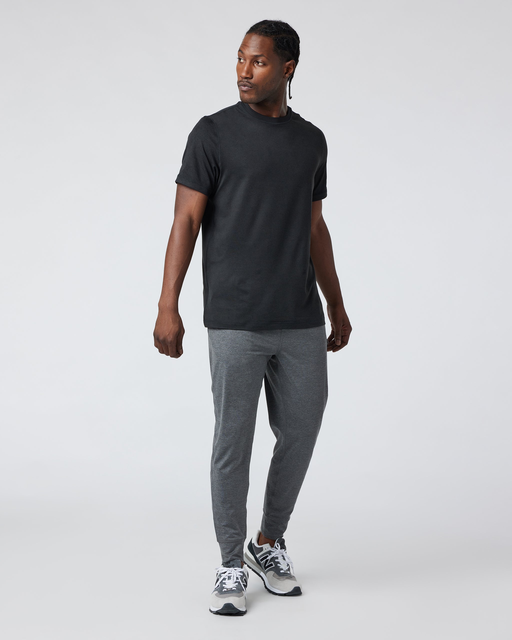 Short Sleeve Ponto Performance Tee | Black Heather - Image 5