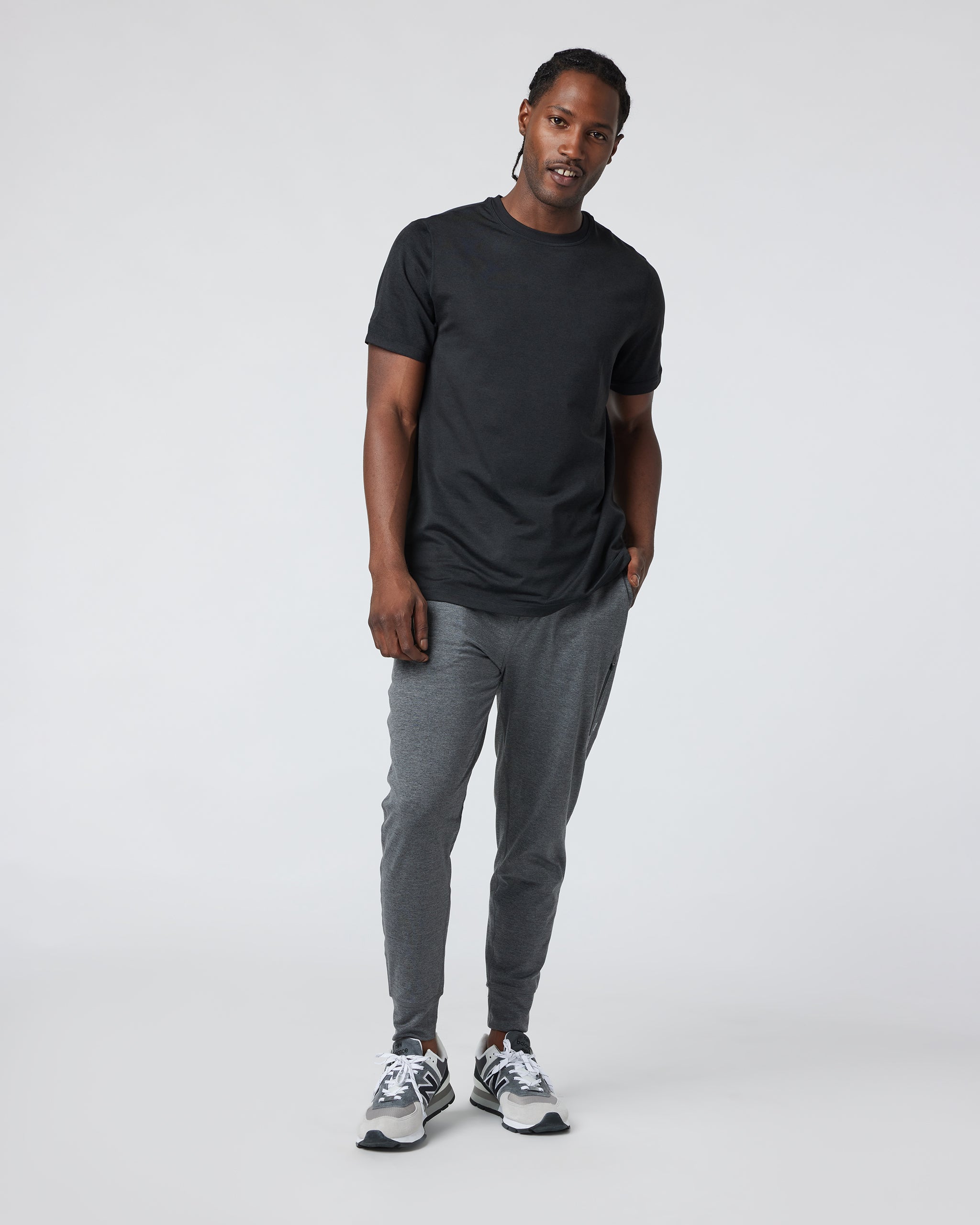 Short Sleeve Ponto Performance Tee | Black Heather - Image 4
