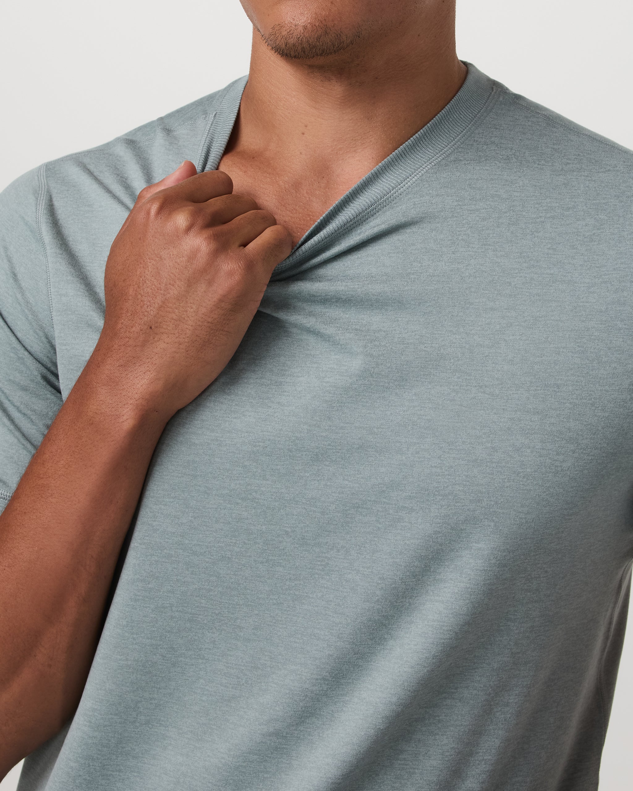 Short Sleeve Ponto Performance Tee | Misty Blue Heather - Image 2