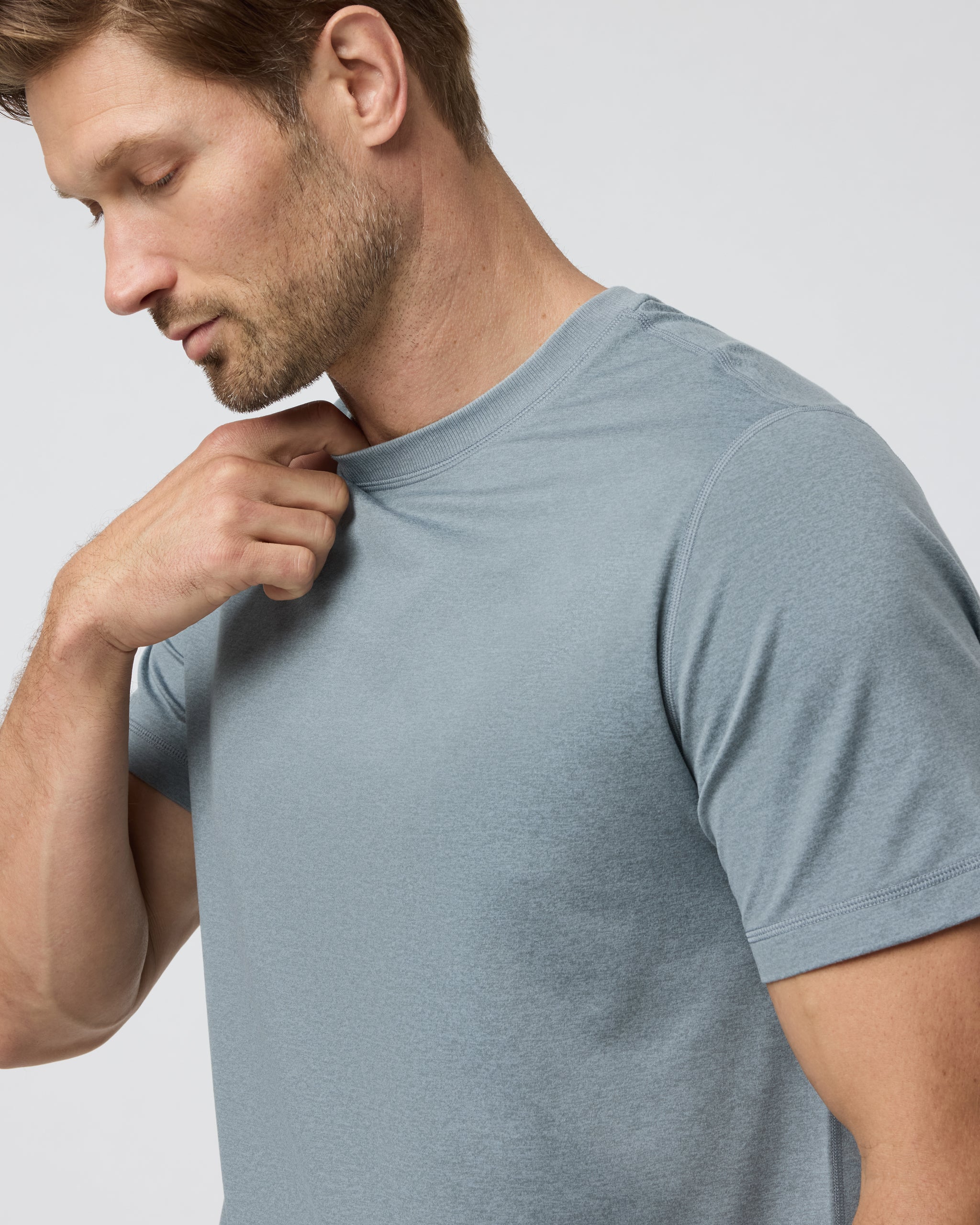 Short Sleeve Ponto Performance Tee | Dusty Blue Heather - Image 2