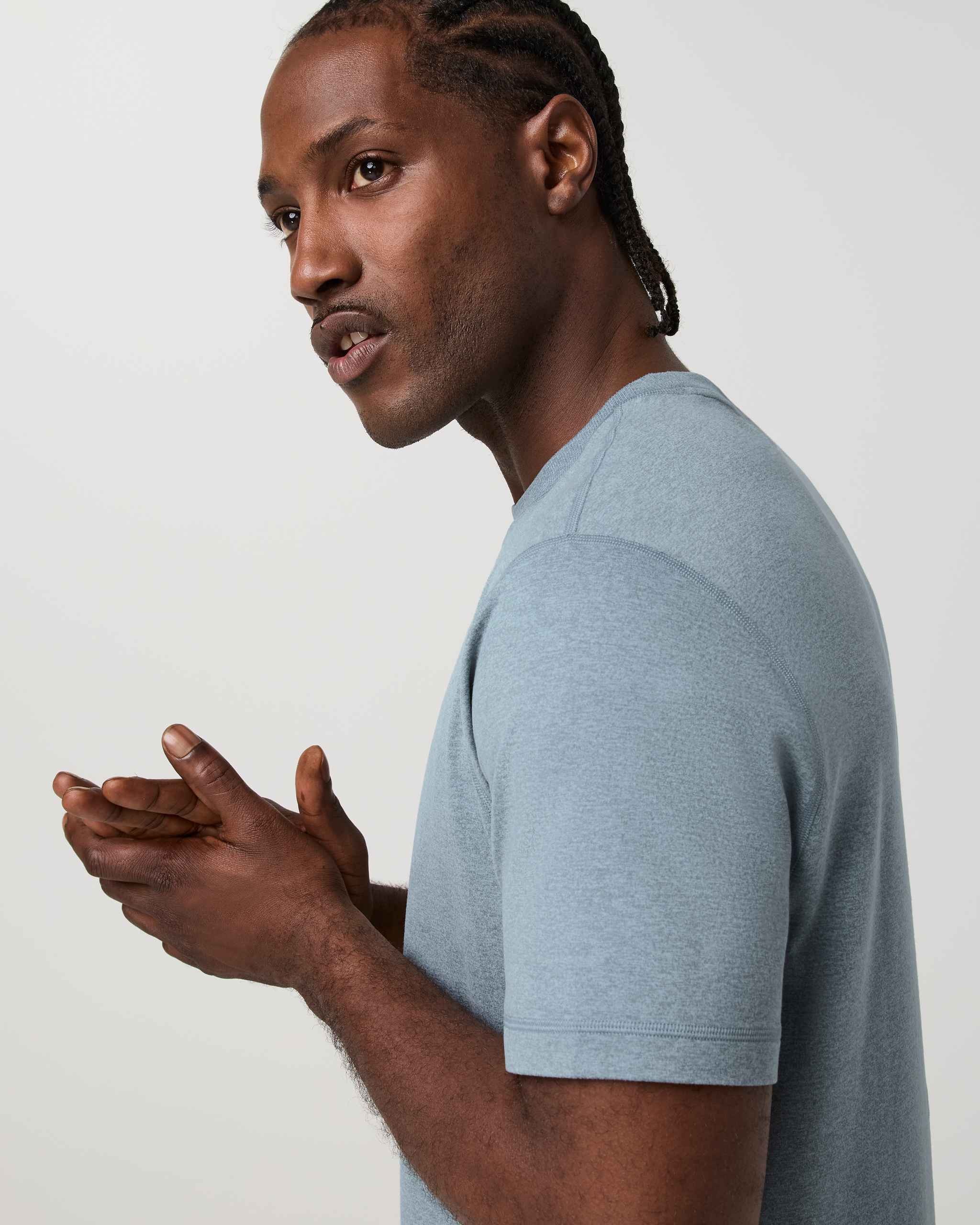 Short Sleeve Ponto Performance Tee | Foggy Blue Heather - Image 3