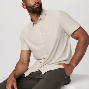 Short Sleeve Strato Button Down | Mushroom Heather
