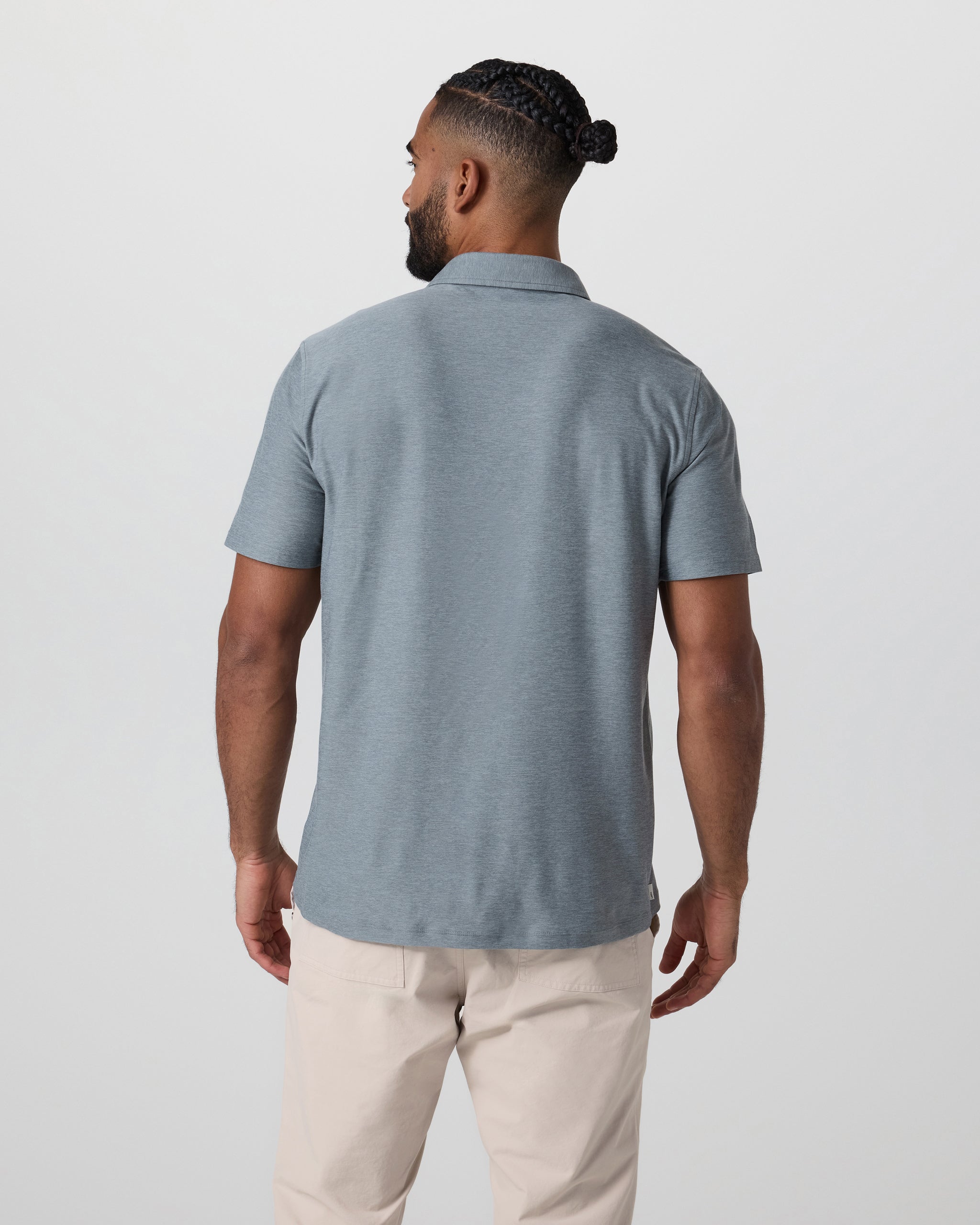 Short Sleeve Strato Button Down | Dusty Blue Heather - Image 3