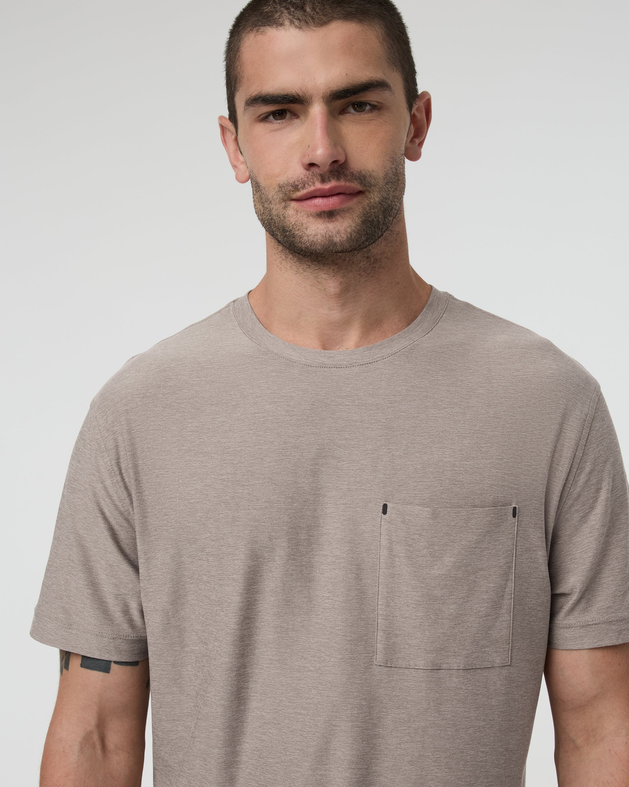 Short Sleeve Strato Pocket Tee - Relaxed Fit | Mocha Heather - Image 2