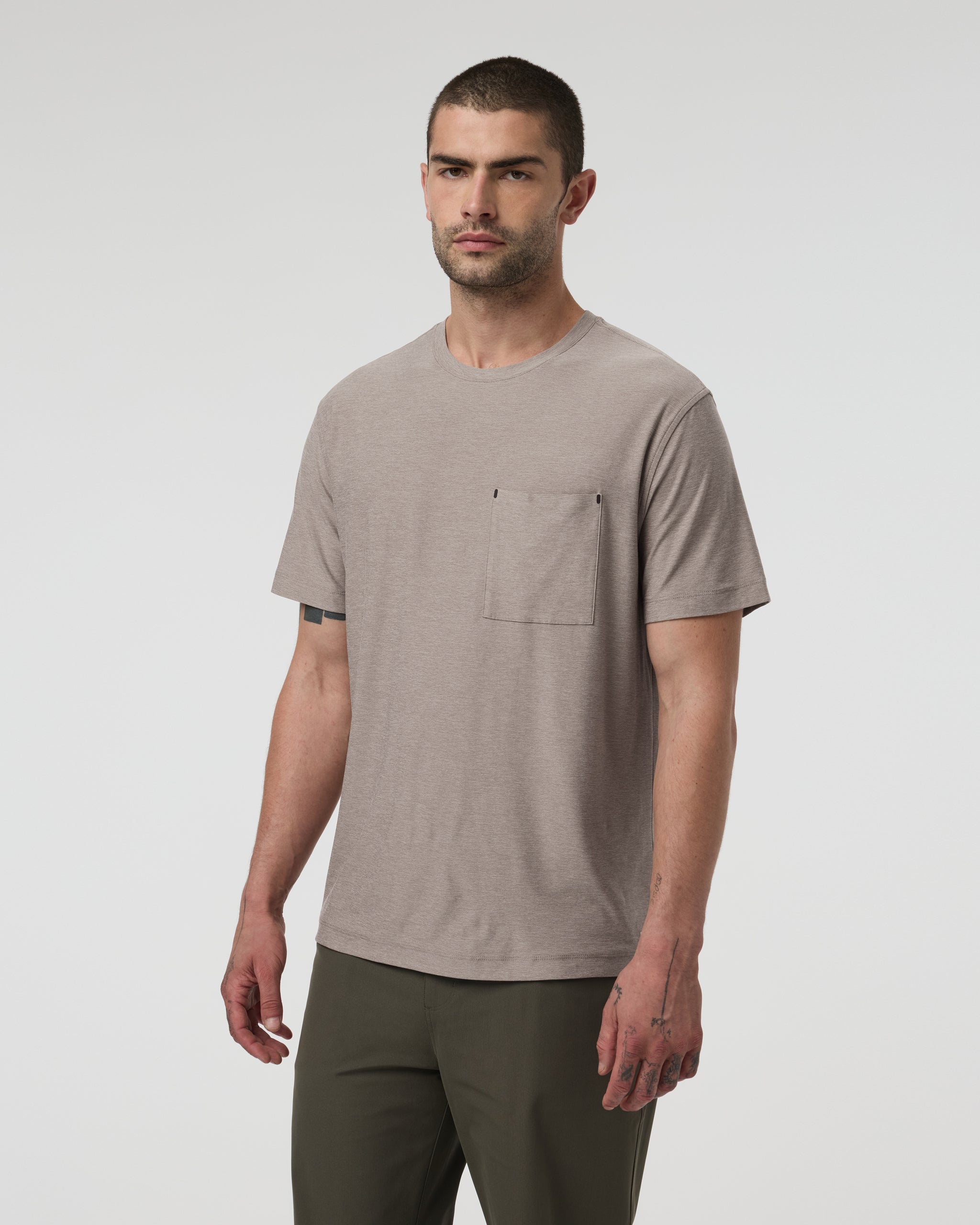 Short Sleeve Strato Pocket Tee - Relaxed Fit | Mocha Heather