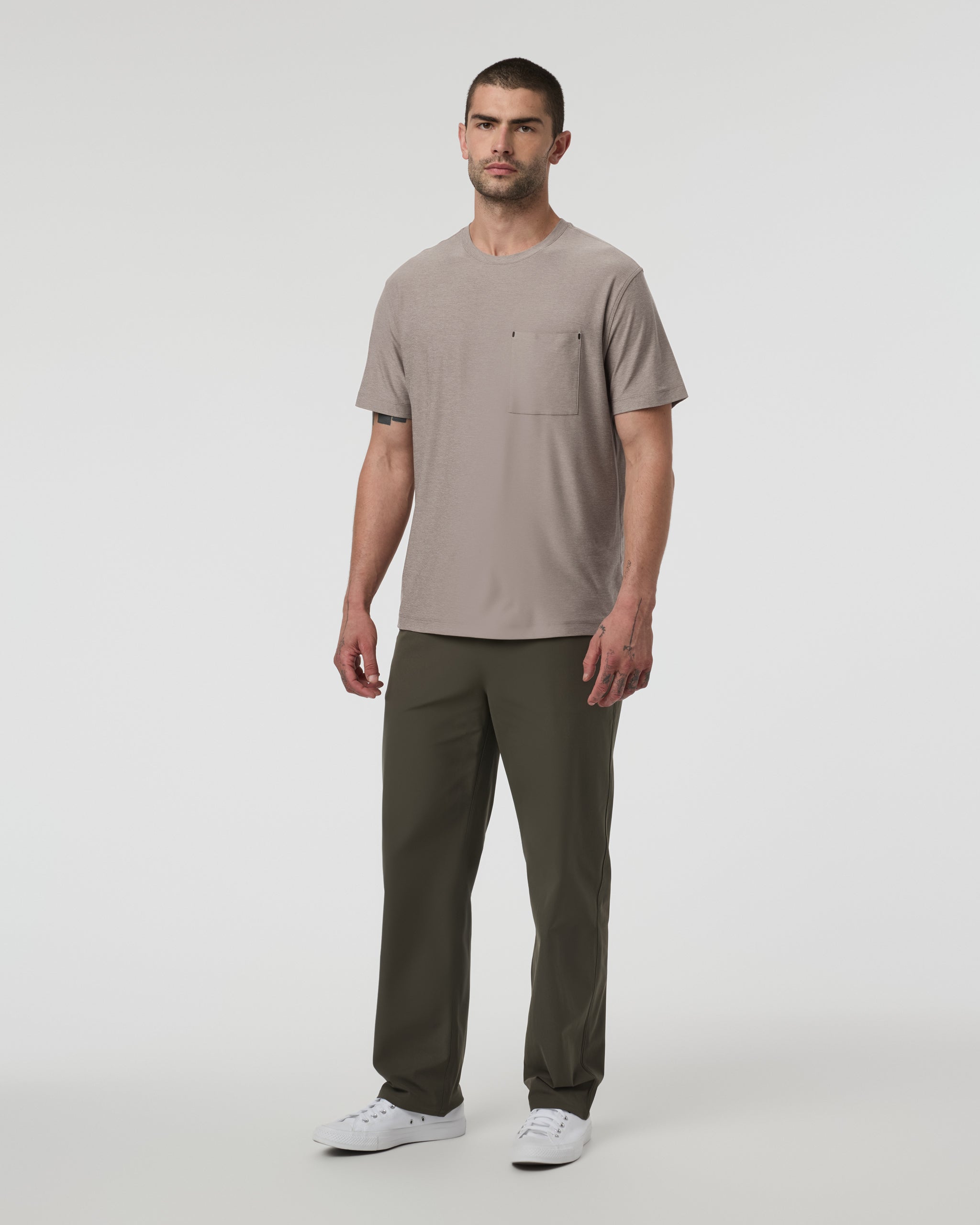 Short Sleeve Strato Pocket Tee - Relaxed Fit | Mocha Heather - Image 4