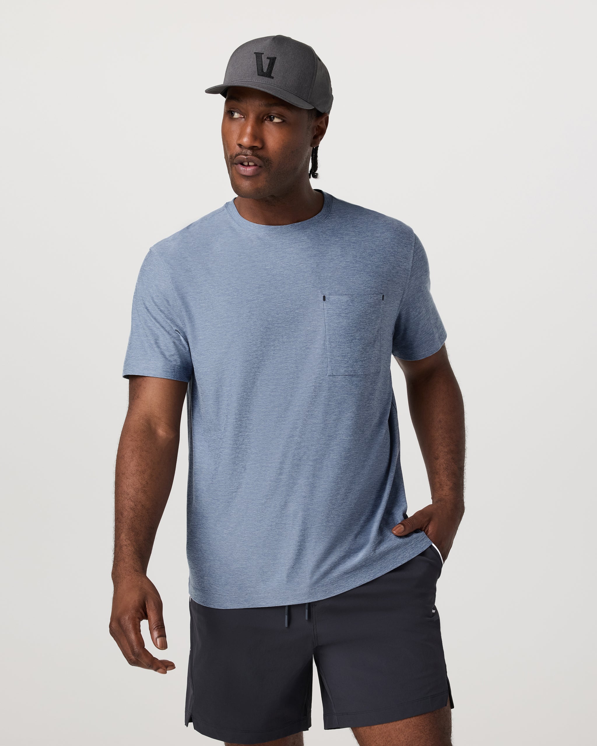 Short Sleeve Strato Pocket Tee - Relaxed Fit | Chambray Heather - Image 5
