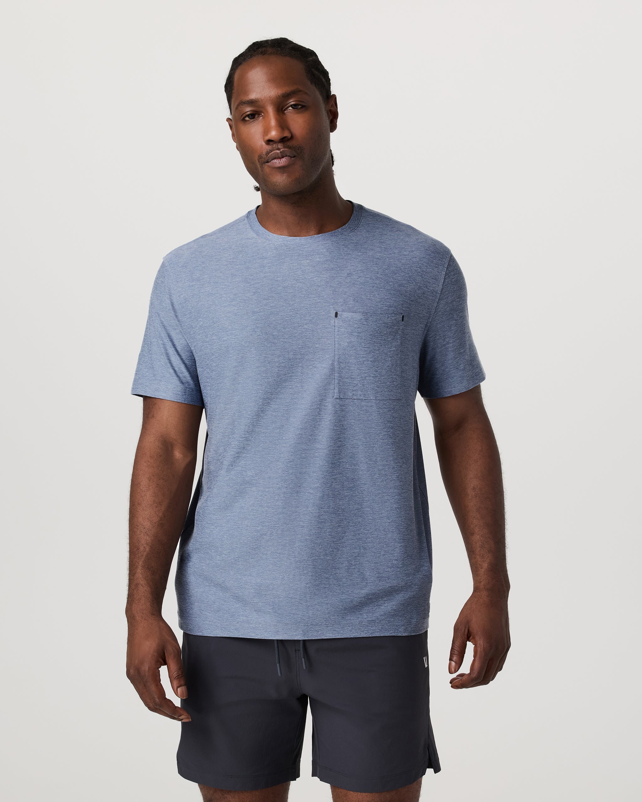 Short Sleeve Strato Pocket Tee - Relaxed Fit | Chambray Heather