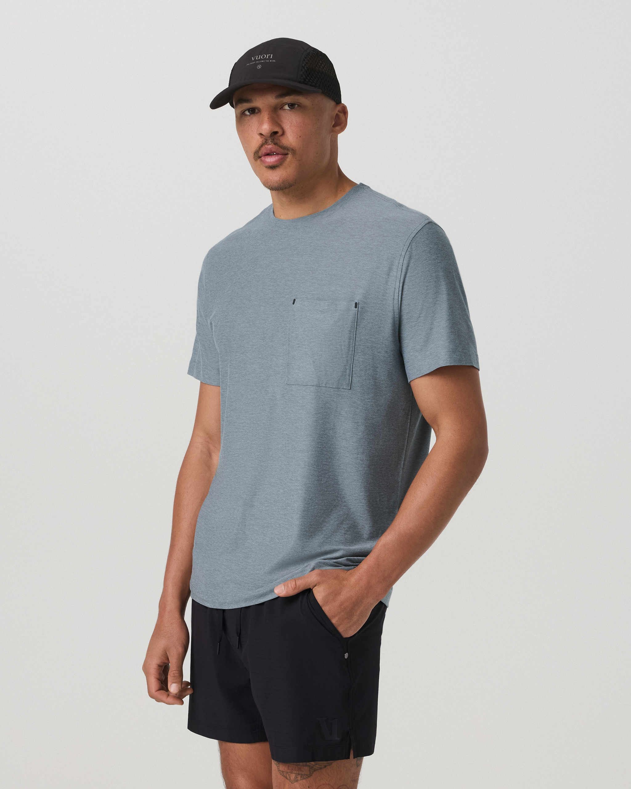 Short Sleeve Strato Pocket Tee - Relaxed Fit | Dusty Blue Heather