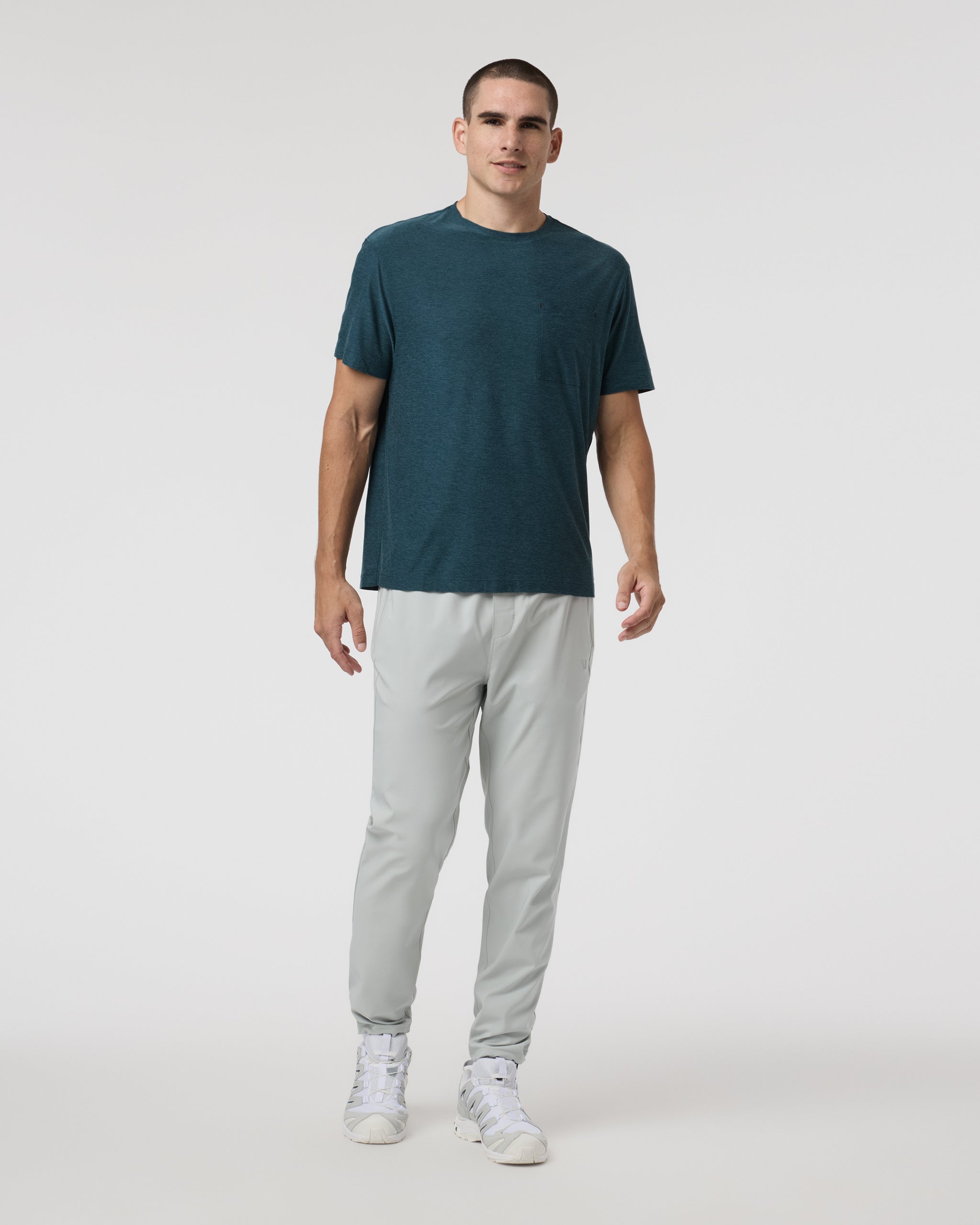 Short Sleeve Strato Pocket Tee - Relaxed Fit | Light Deep Sea Heather - Image 5
