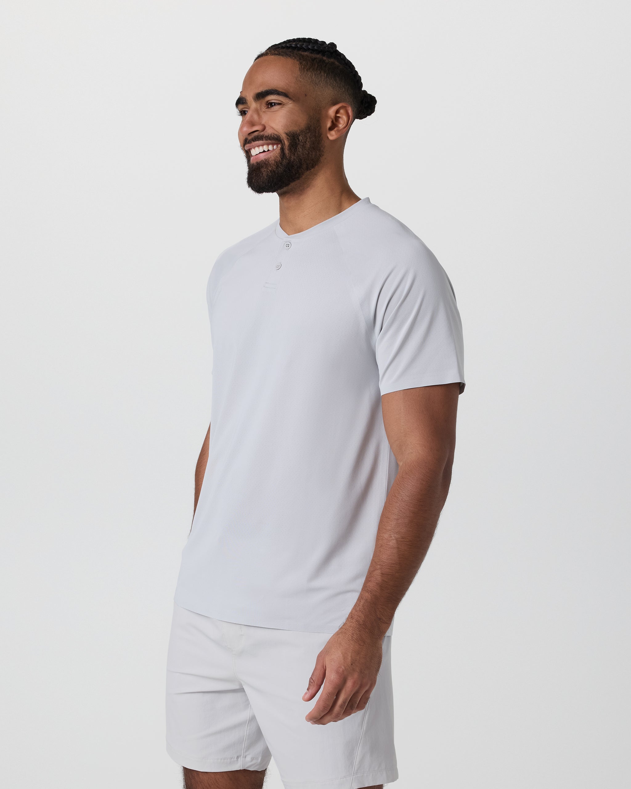 Short Sleeve Viewpoint Henley | Sky Grey - Image 5