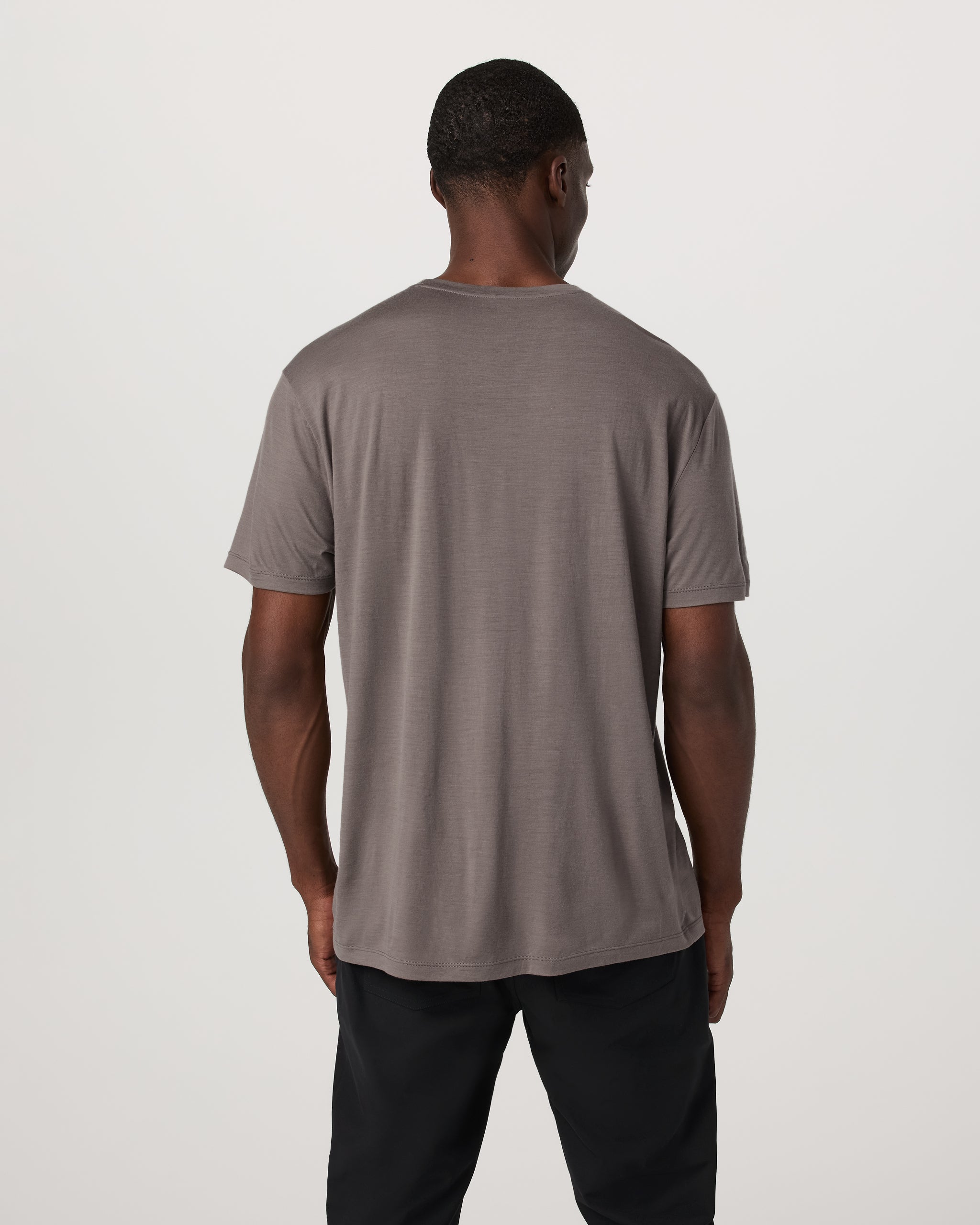 Short Sleeve Merino Wool Tee | Smokey Taupe - Image 3