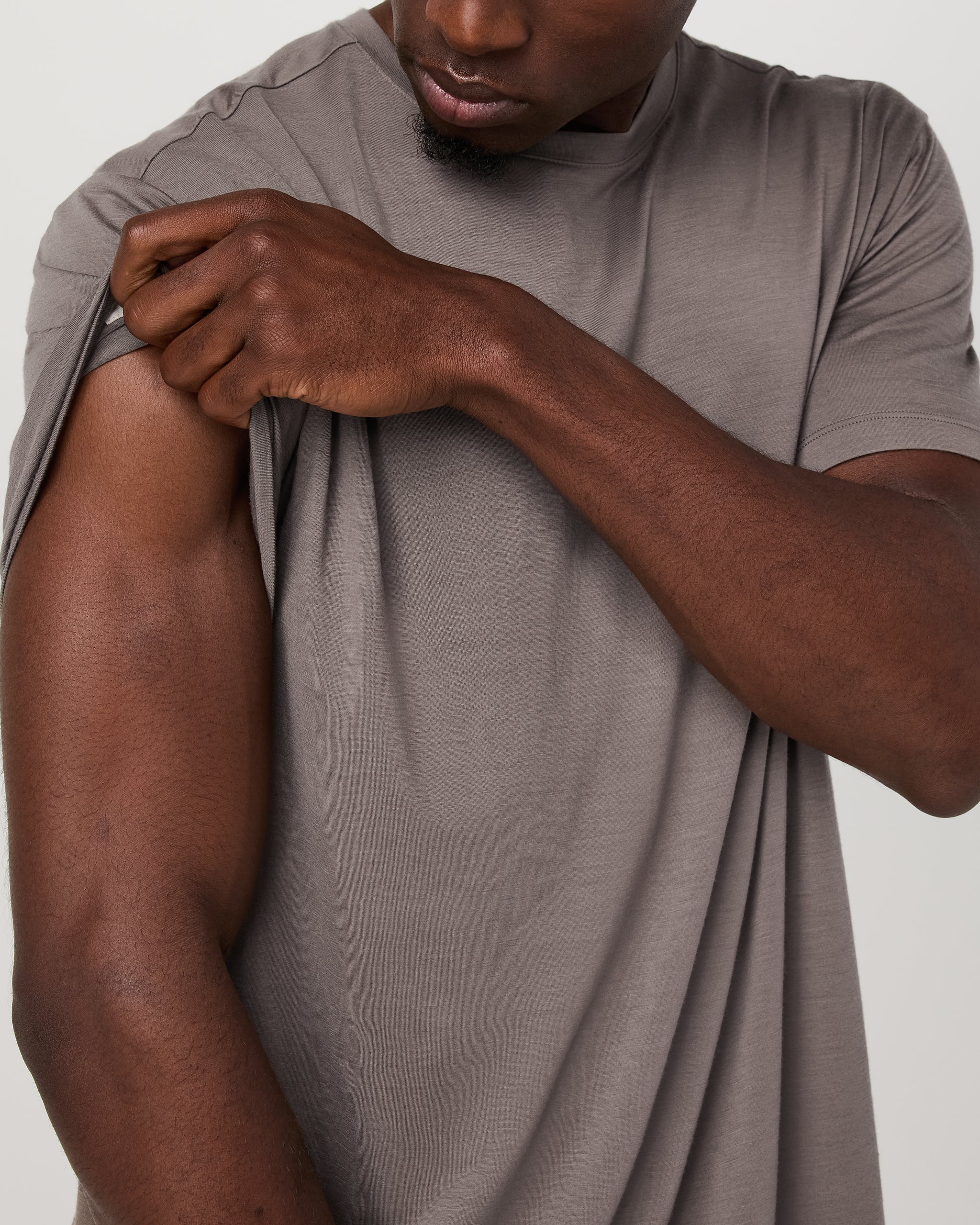 Short Sleeve Merino Wool Tee | Smokey Taupe - Image 2