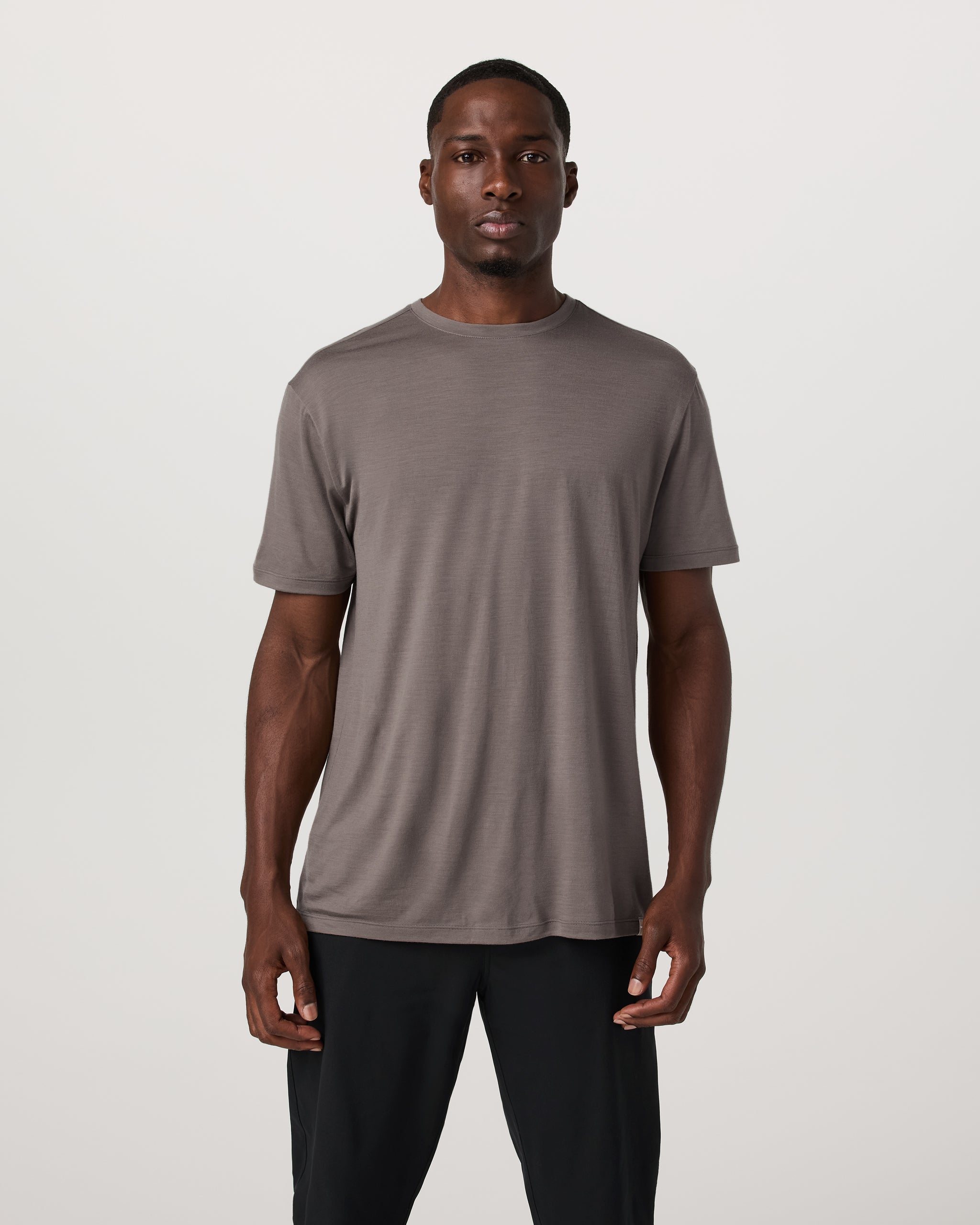 Short Sleeve Merino Wool Tee | Smokey Taupe - Image 5