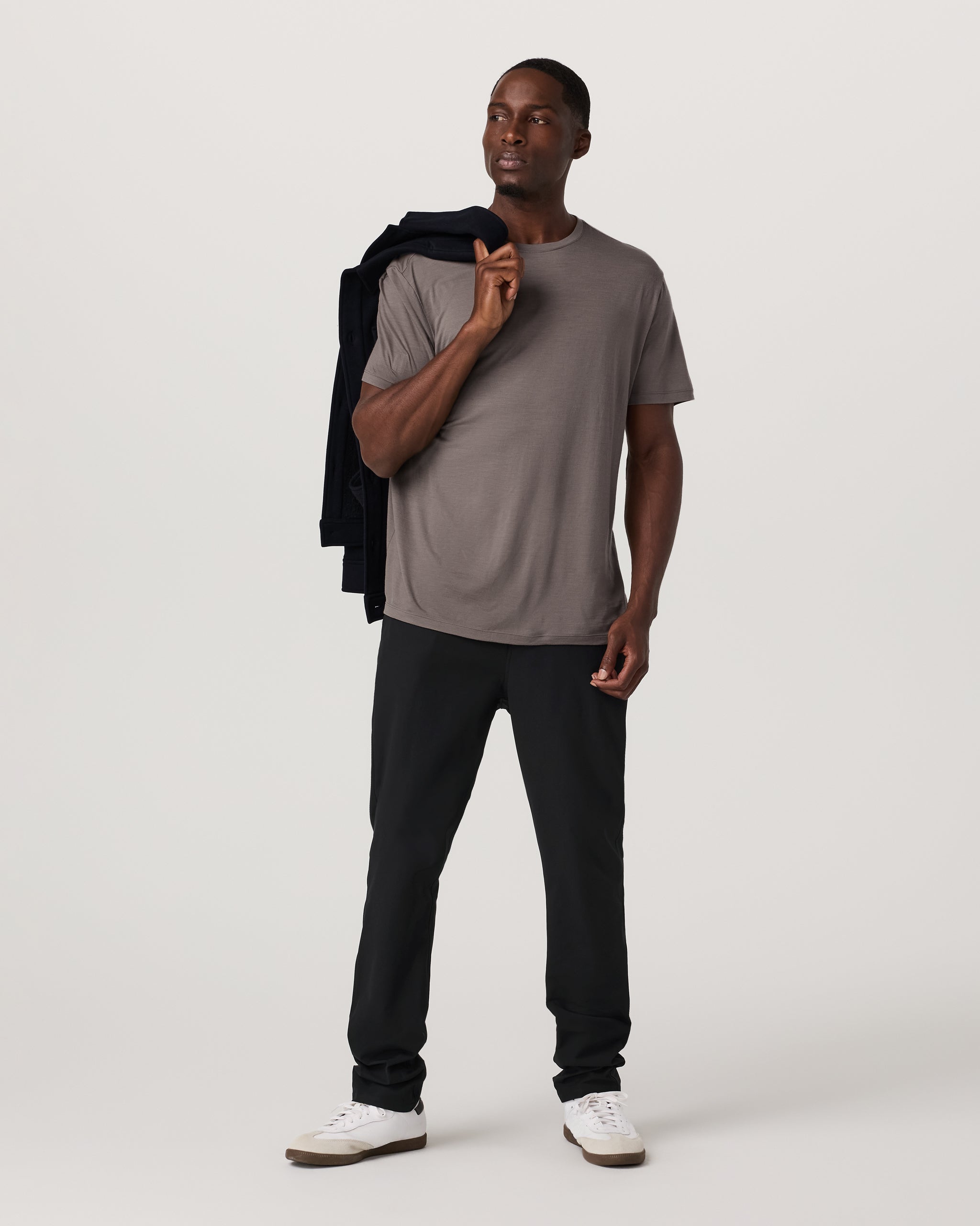 Short Sleeve Merino Wool Tee | Smokey Taupe - Image 4