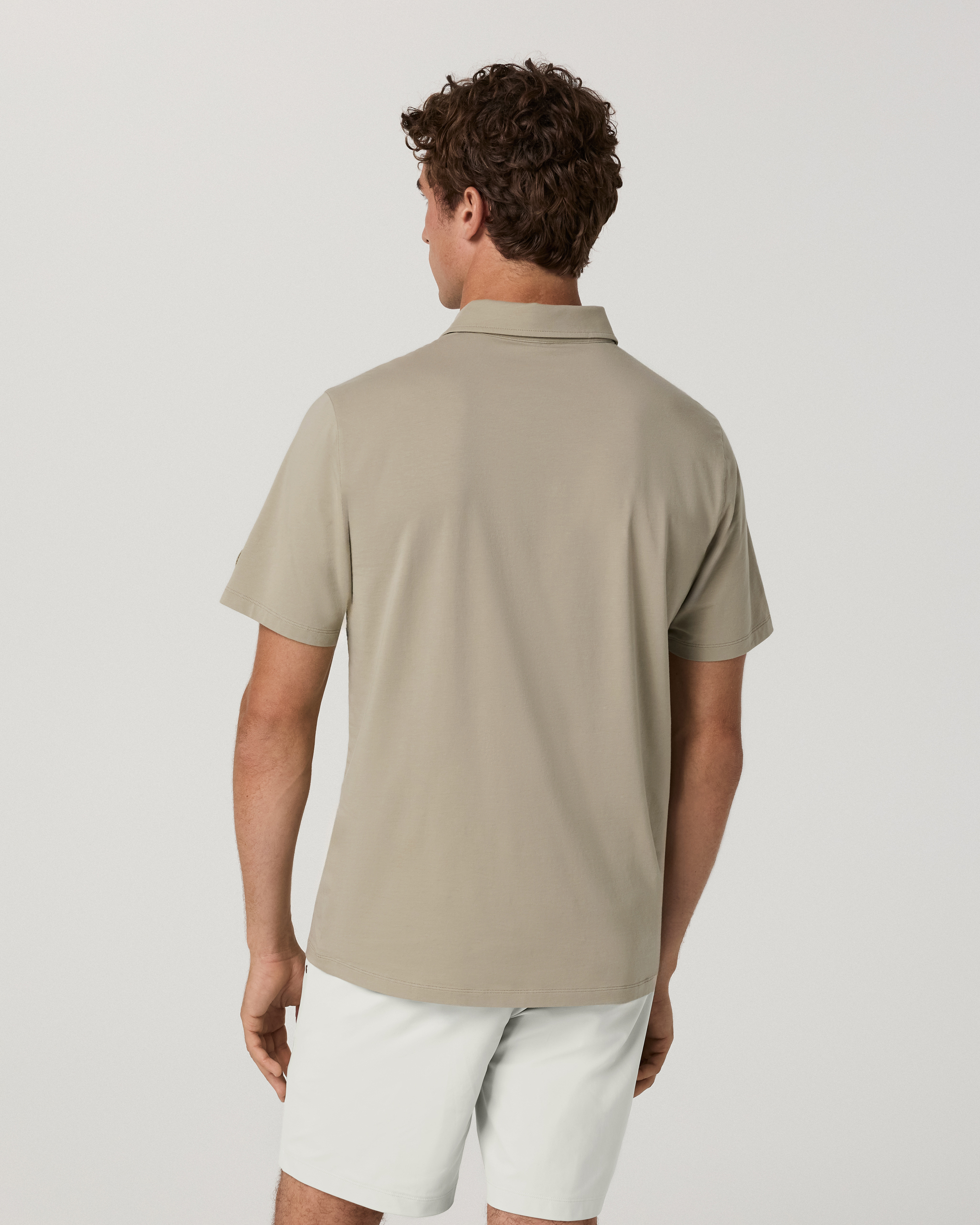 Short Sleeve Feather Polo | Biscotti - Image 4