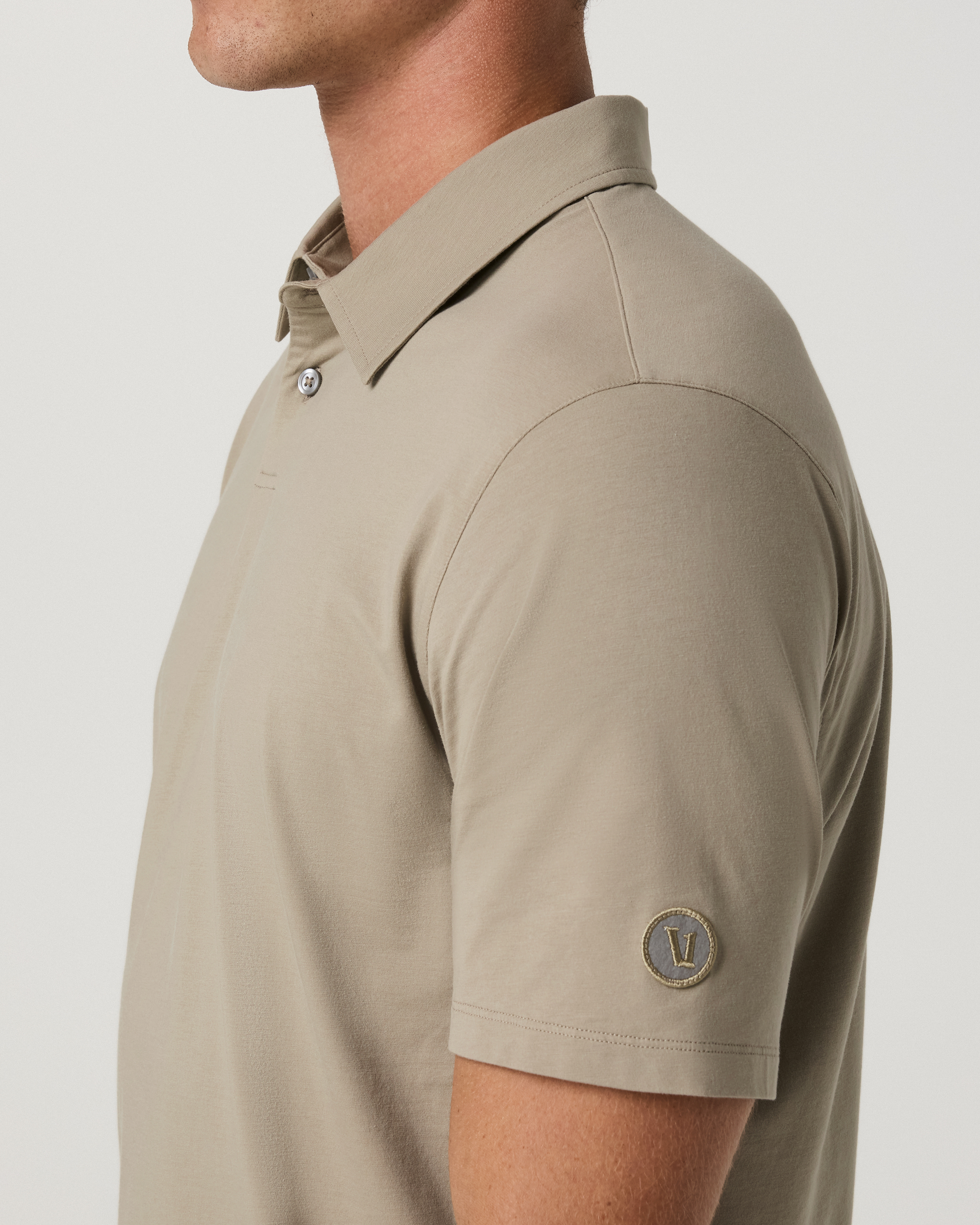 Short Sleeve Feather Polo | Biscotti - Image 2