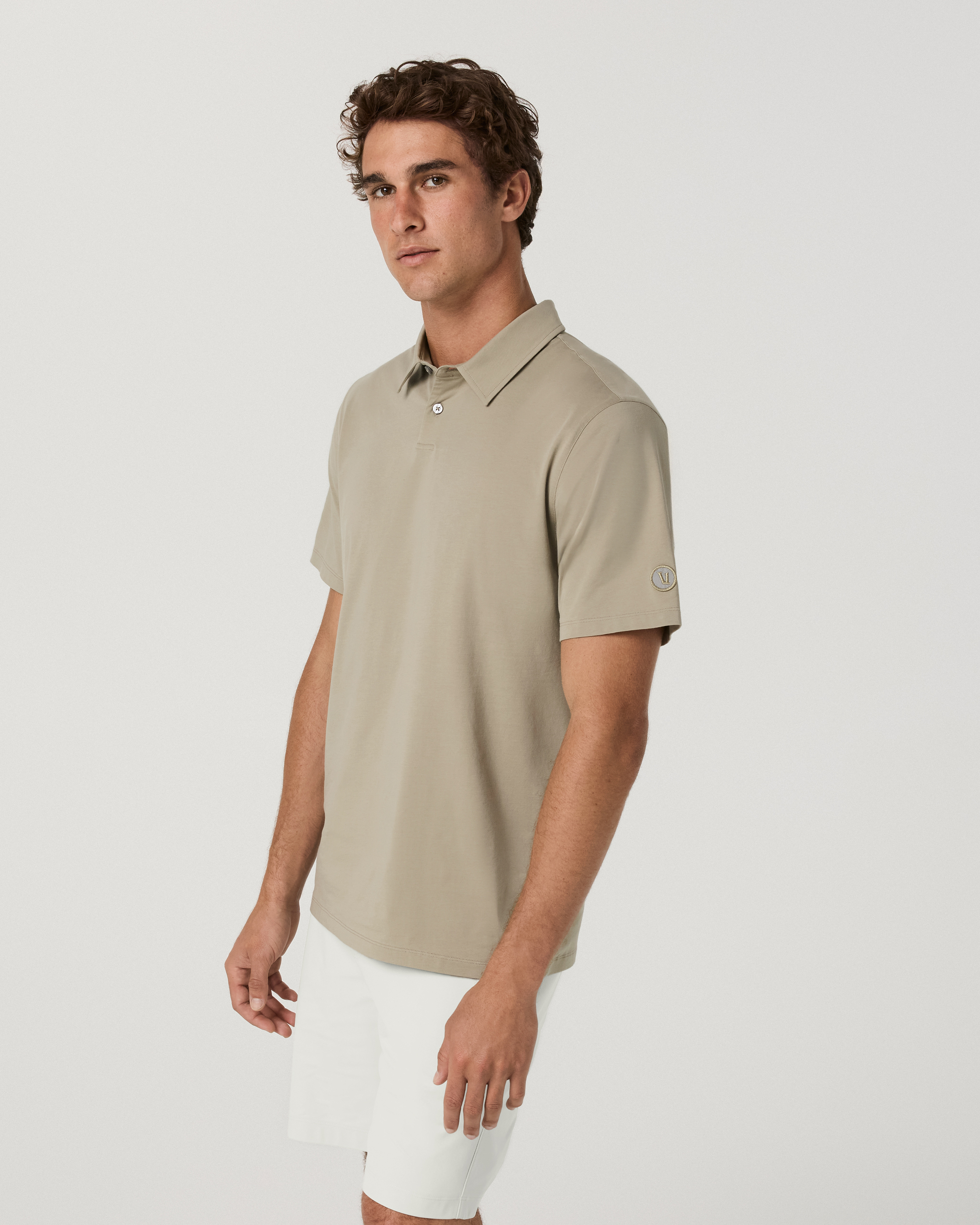Short Sleeve Feather Polo | Biscotti - Image 5