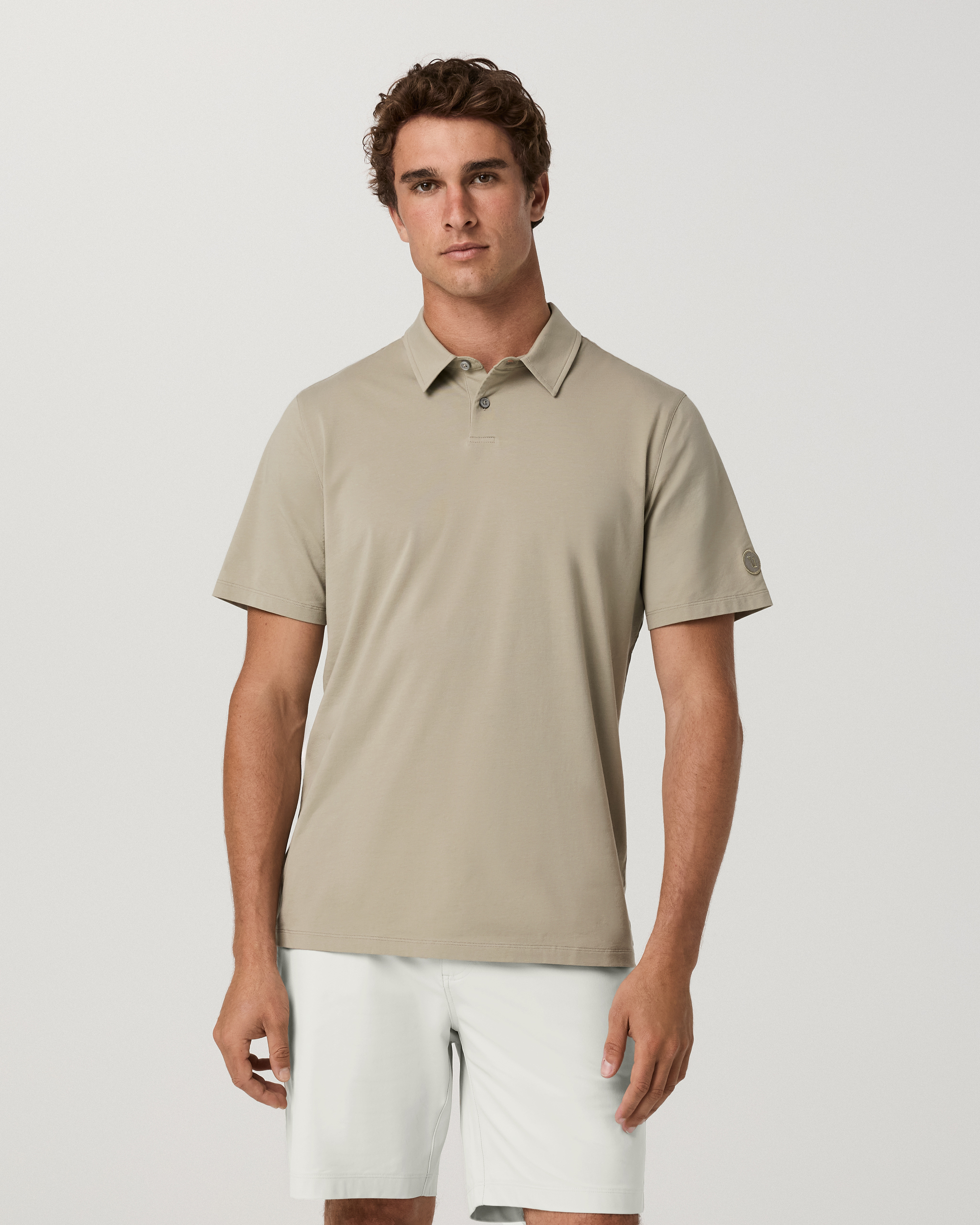 Short Sleeve Feather Polo | Biscotti