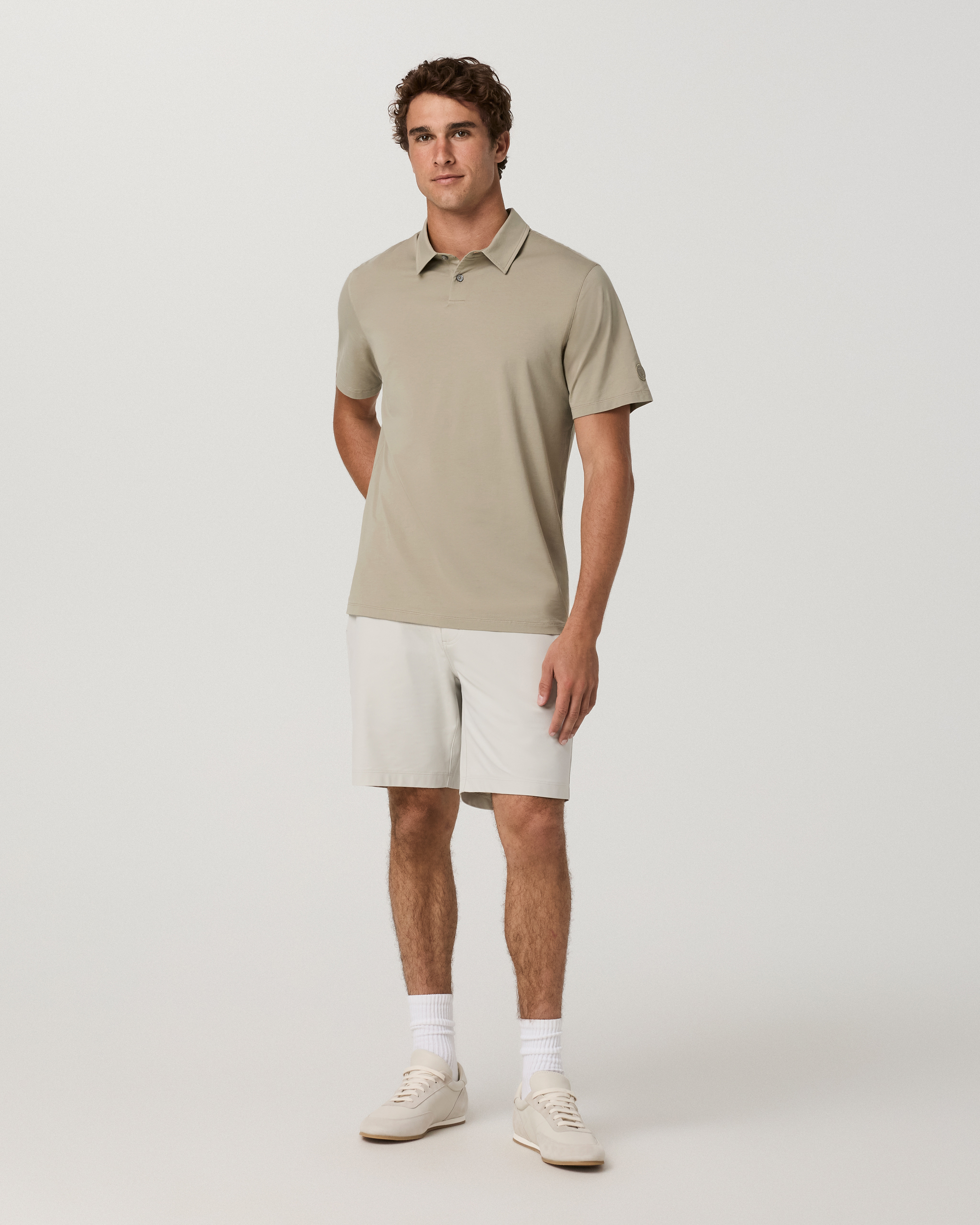 Short Sleeve Feather Polo | Biscotti - Image 6