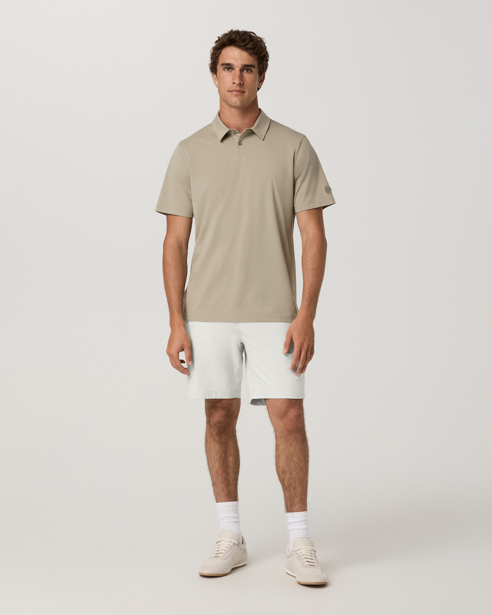 Short Sleeve Feather Polo | Biscotti - Image 3