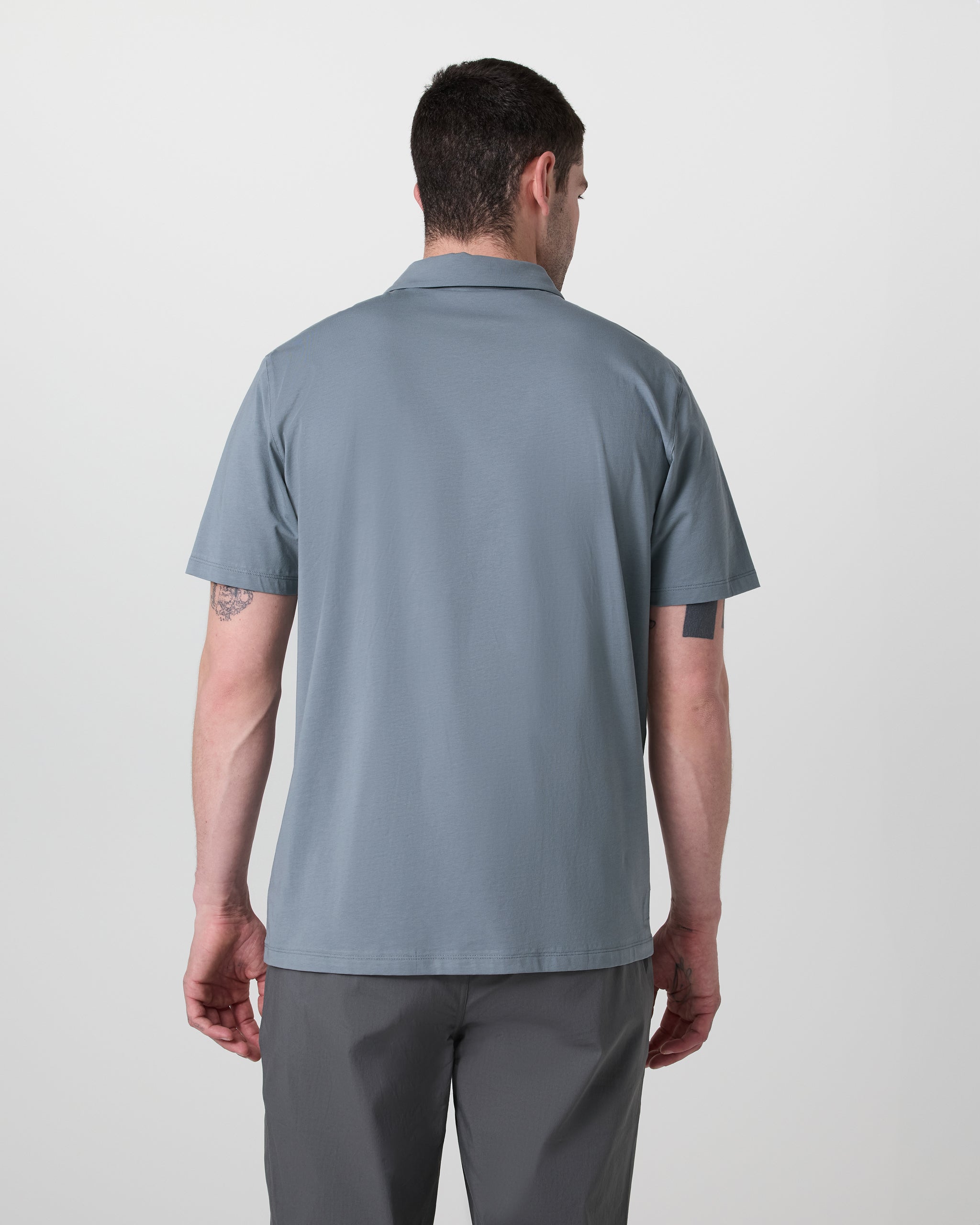 Short Sleeve Feather Polo | Dusty Blue - Image 3
