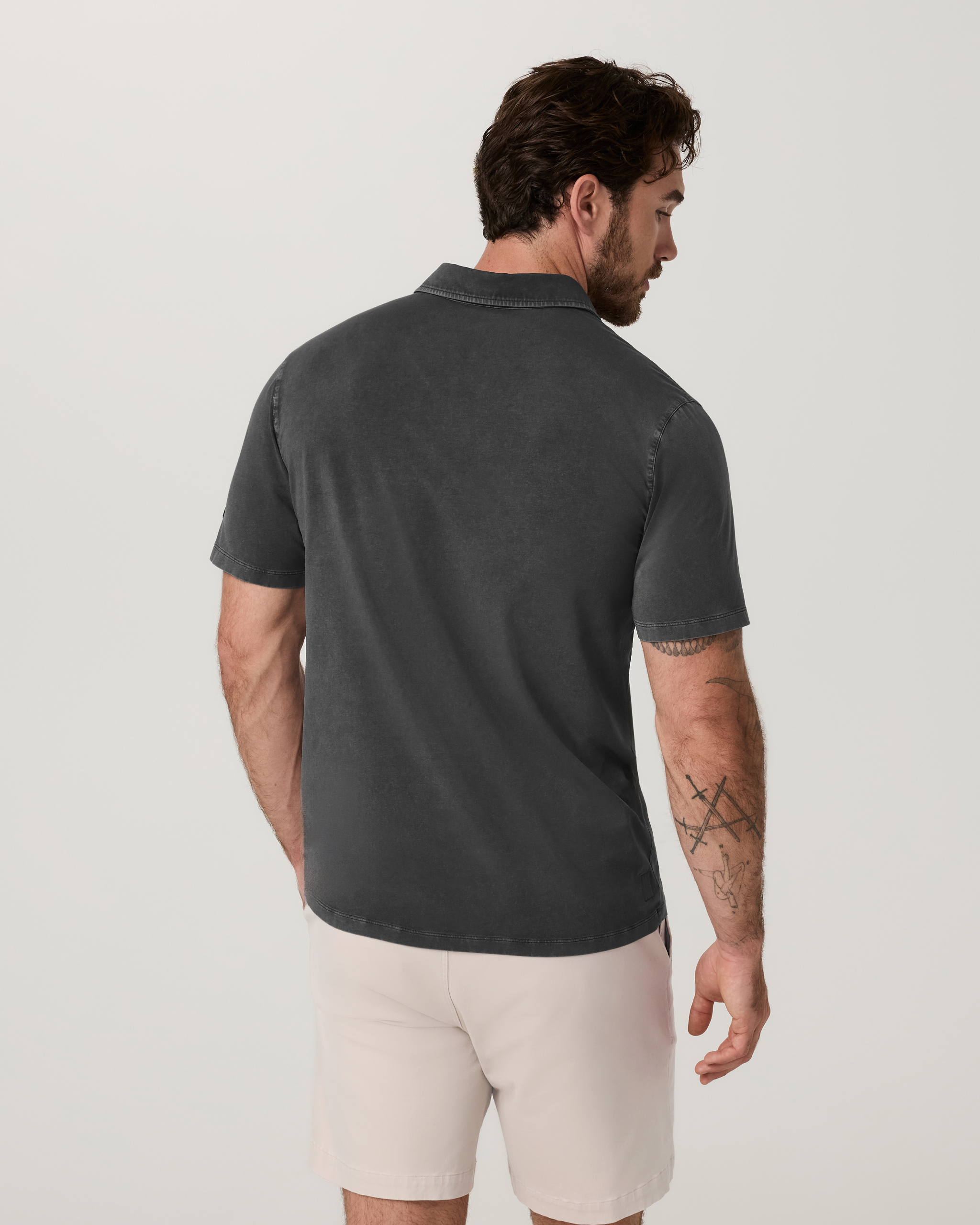Short Sleeve Feather Polo | Dark Pewter Garment Dye - Image 5