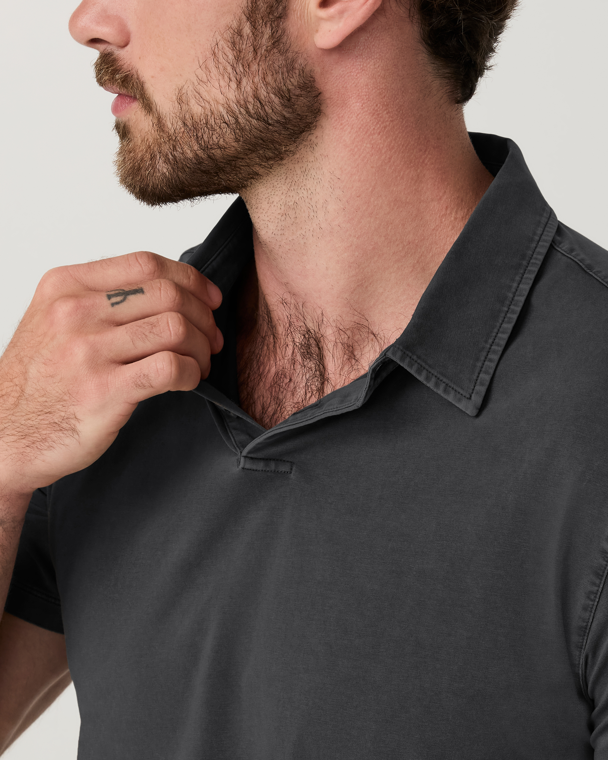 Short Sleeve Feather Polo | Dark Pewter Garment Dye - Image 2