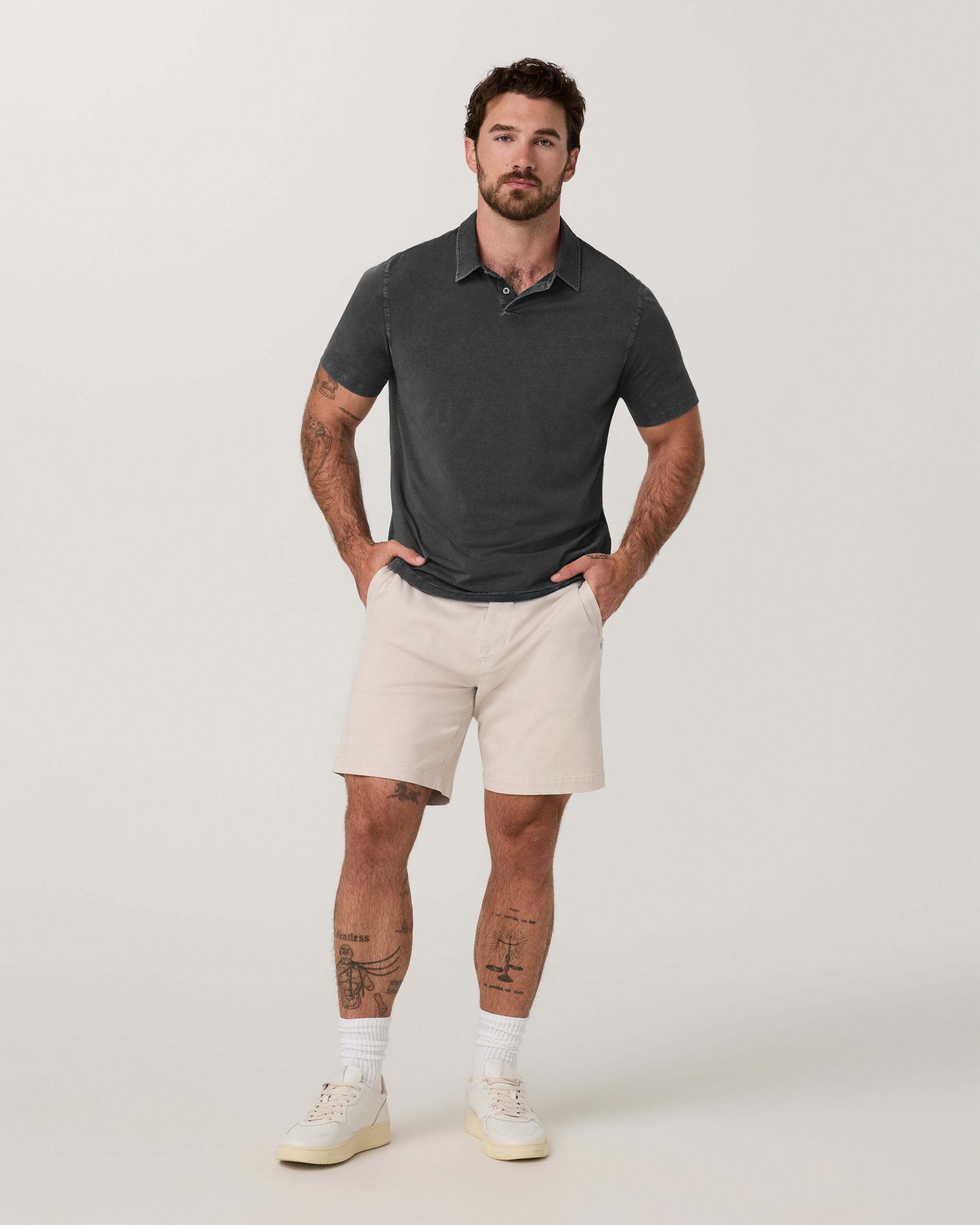 Short Sleeve Feather Polo | Dark Pewter Garment Dye - Image 4