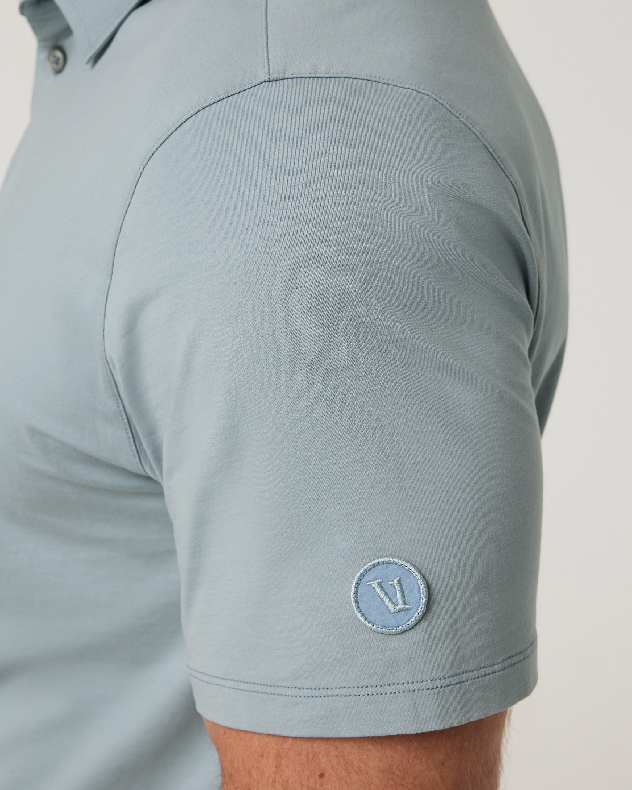 Short Sleeve Feather Polo | Raindrop - Image 3