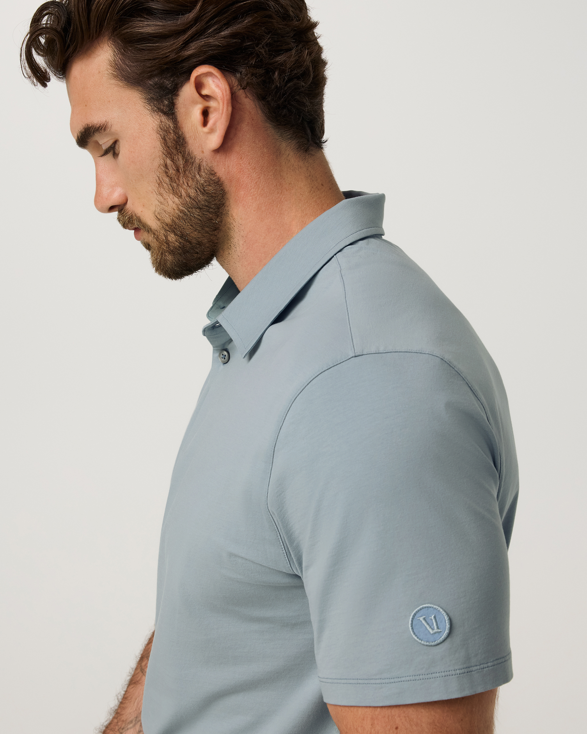 Short Sleeve Feather Polo | Raindrop - Image 2