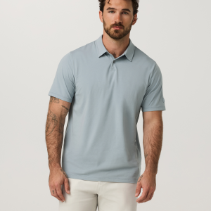 Short Sleeve Feather Polo | Raindrop