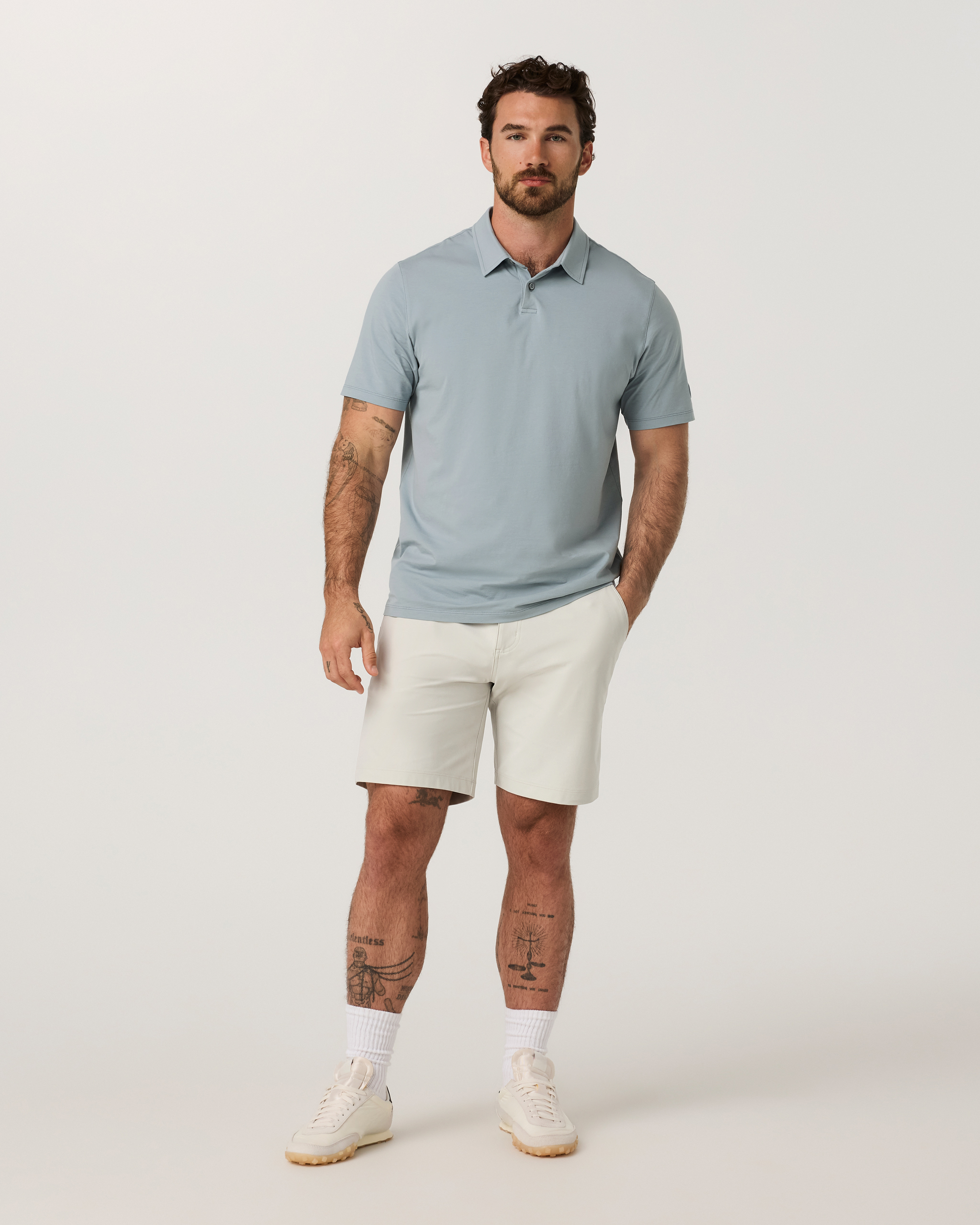 Short Sleeve Feather Polo | Raindrop - Image 4