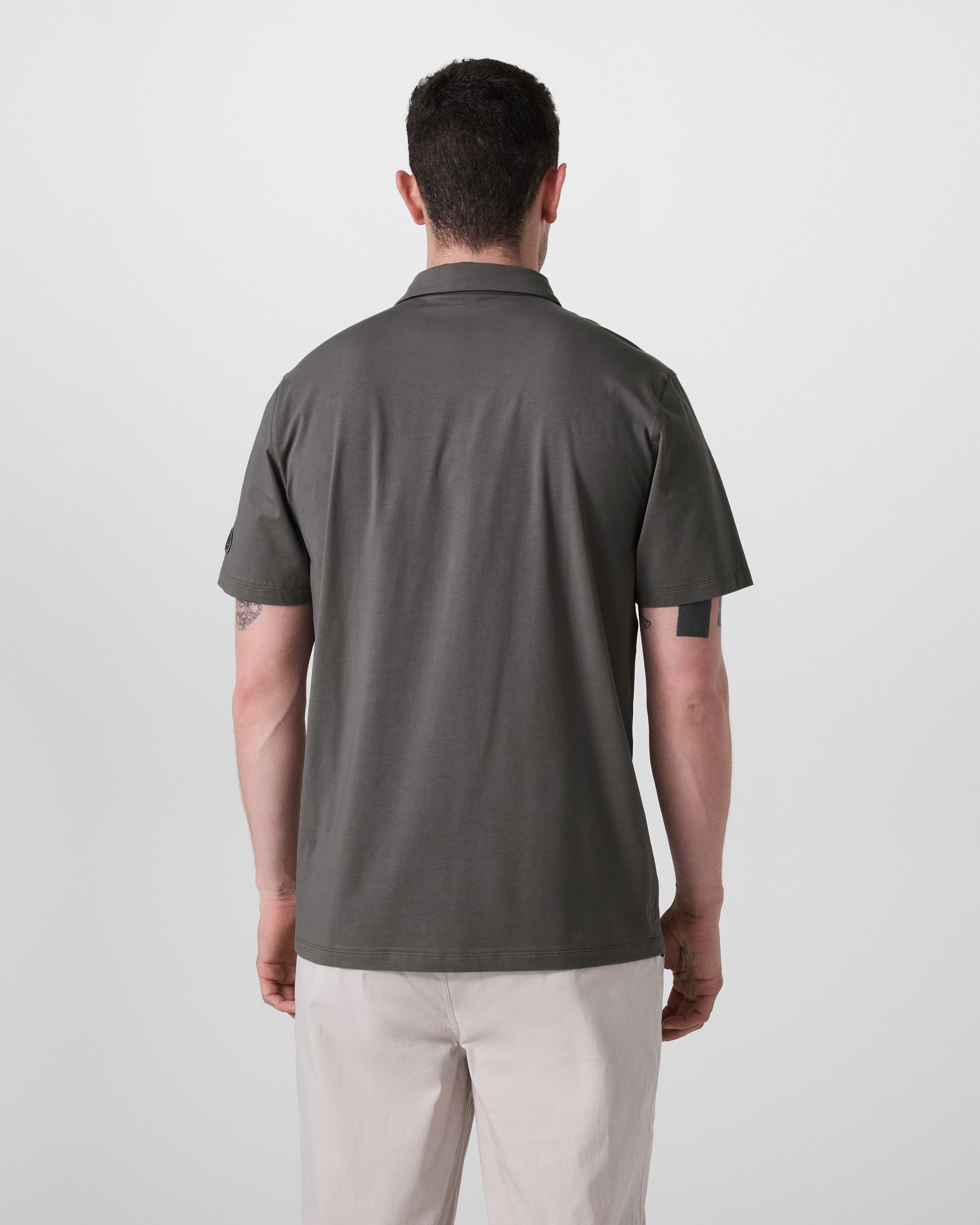 Short Sleeve Feather Polo | Warm Grey - Image 4