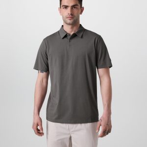 Short Sleeve Feather Polo | Warm Grey