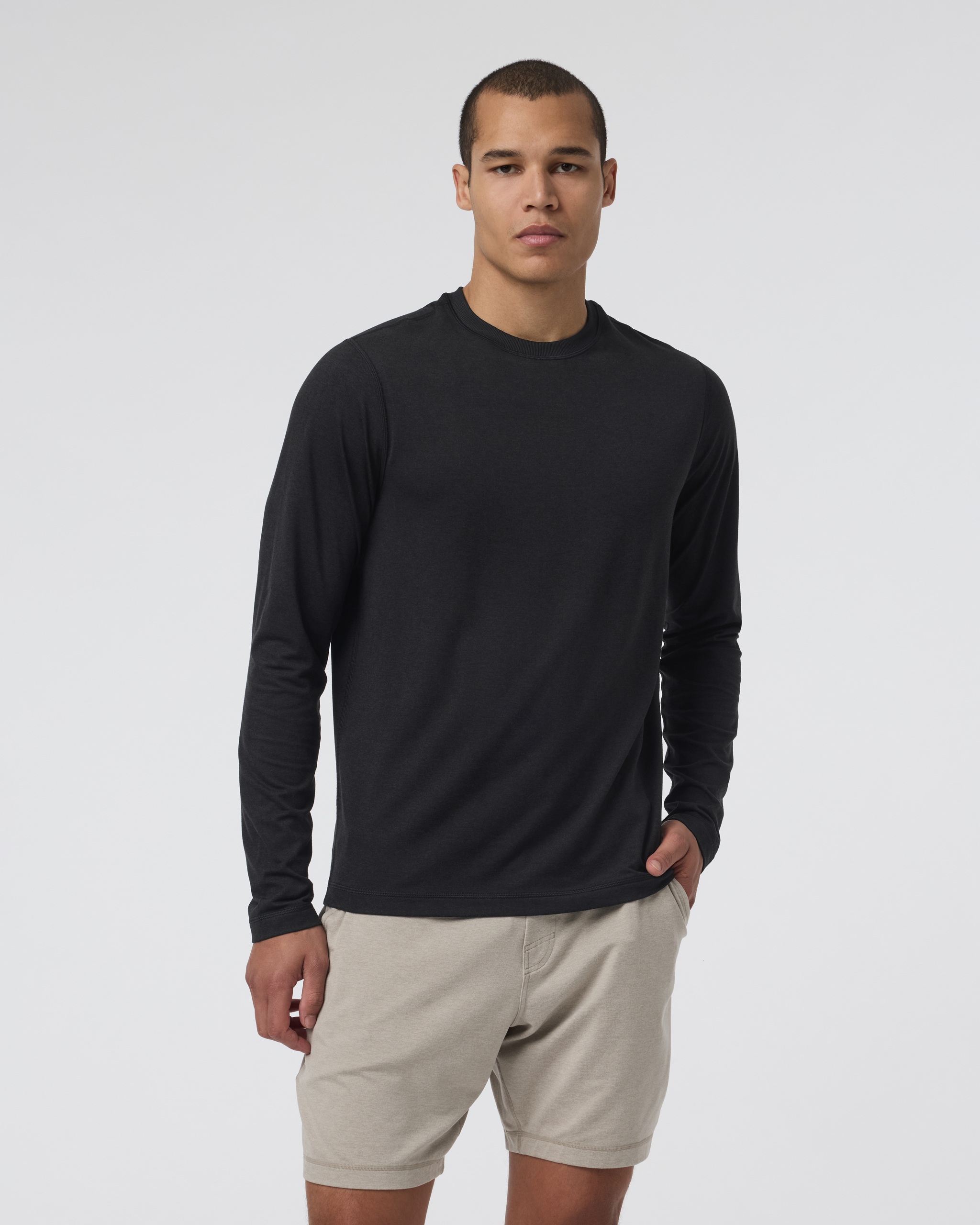Long Sleeve Ponto Performance Tee | Black Heather - Image 2