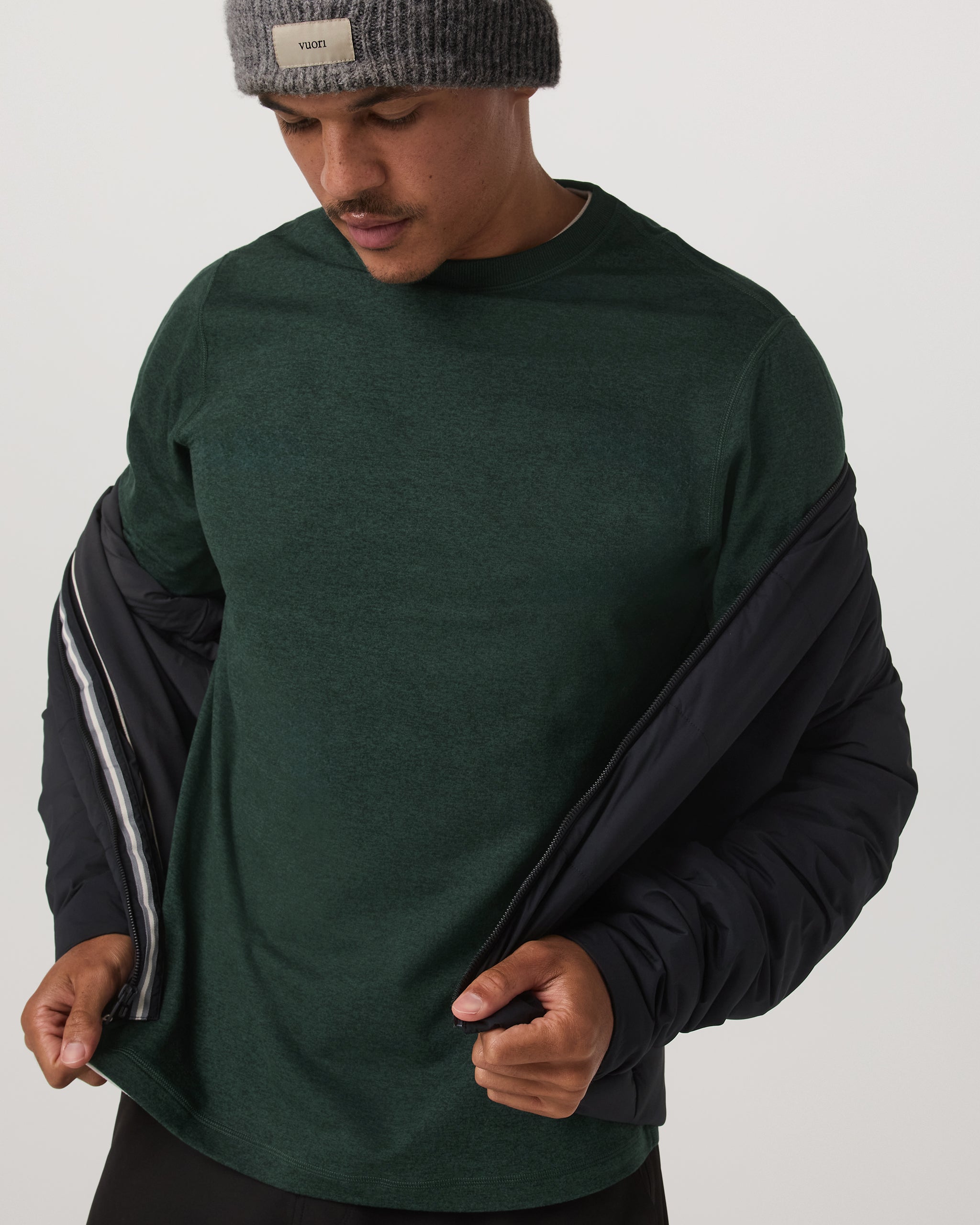 Long Sleeve Ponto Performance Tee | Evergreen Heather - Image 5
