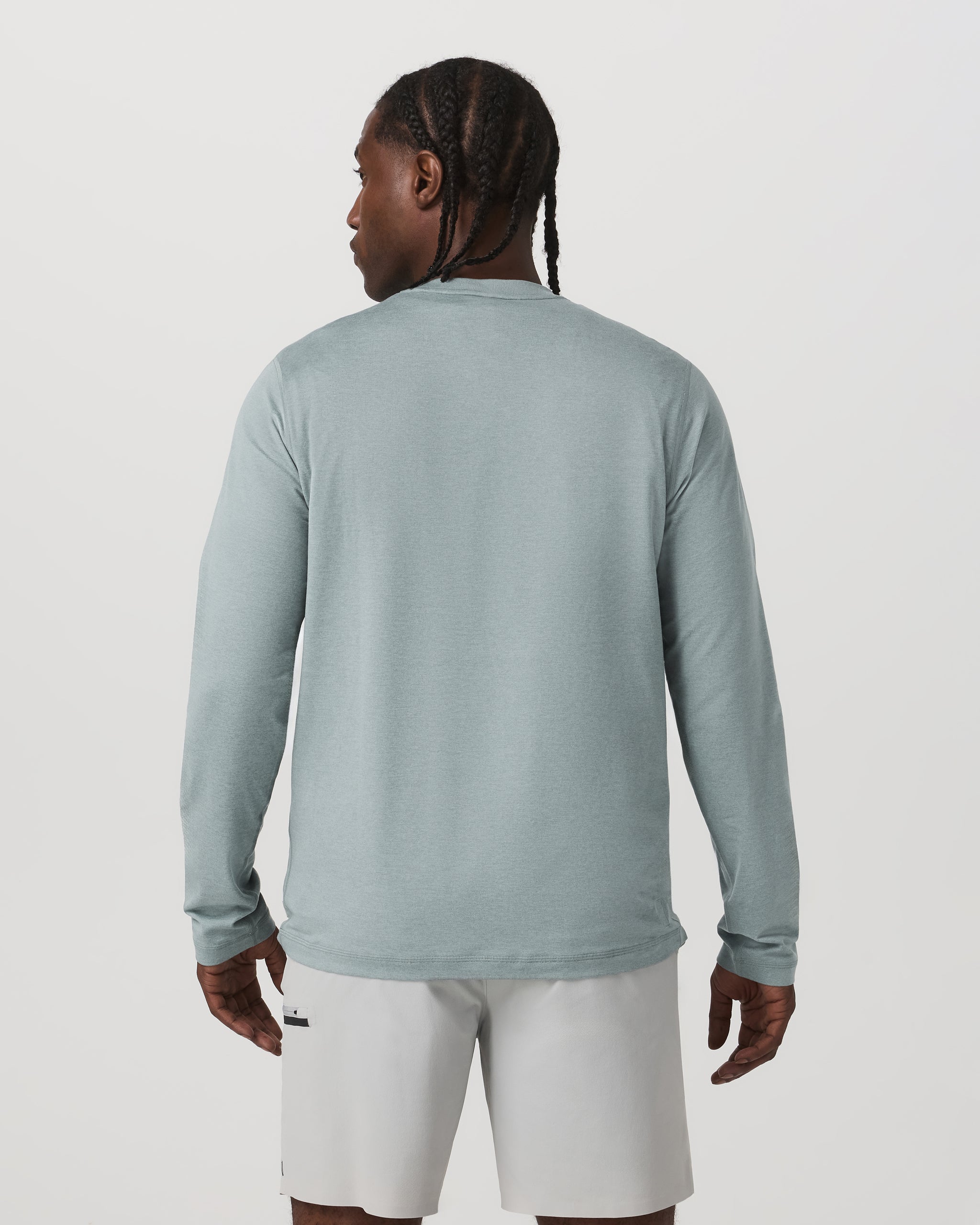 Long Sleeve Ponto Performance Tee | Misty Blue Heather - Image 3