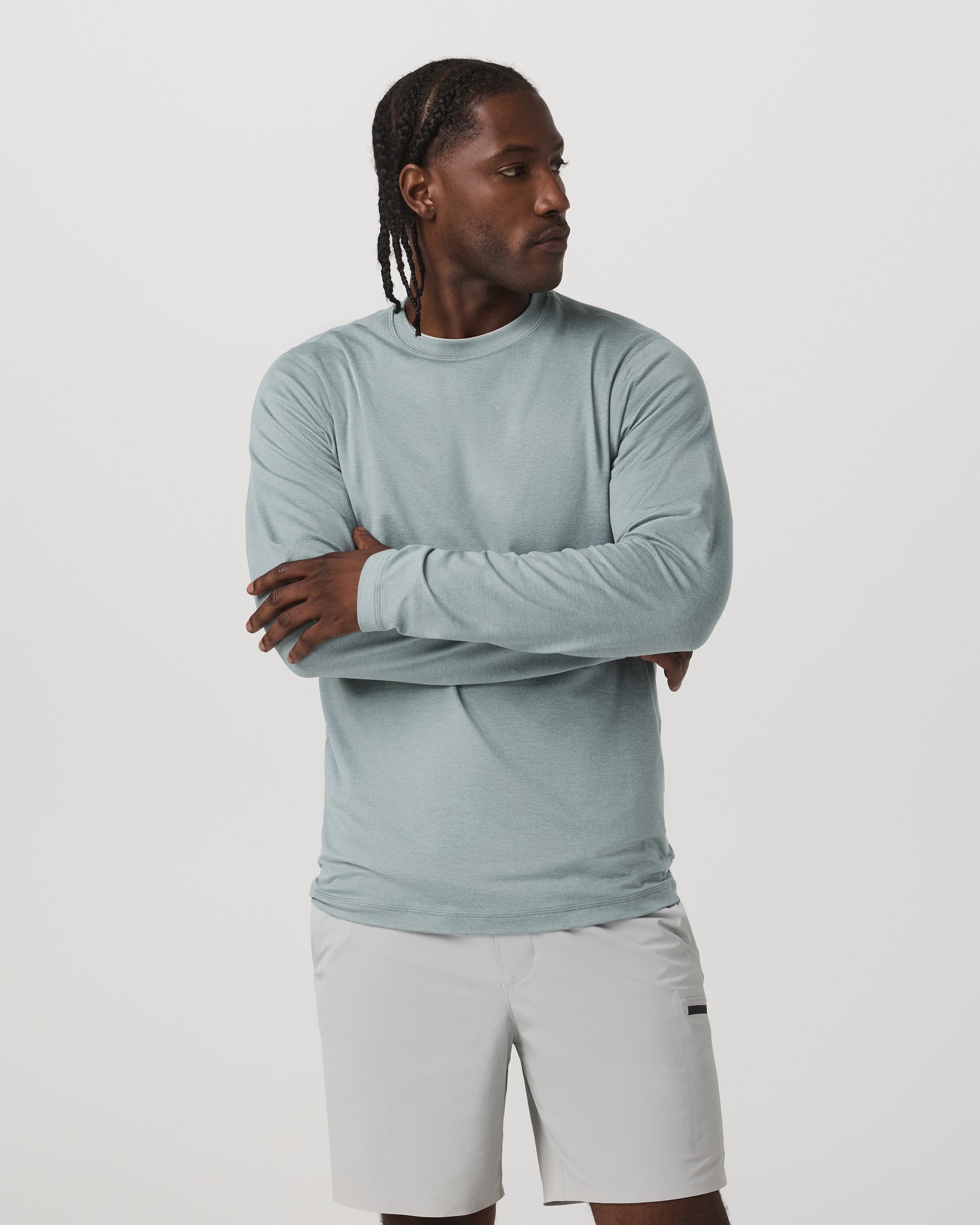 Long Sleeve Ponto Performance Tee | Misty Blue Heather - Image 5